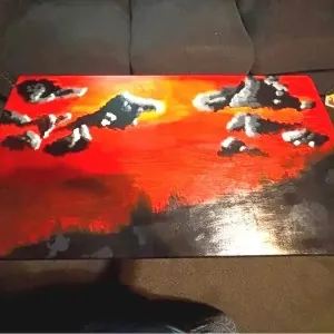 Hand-Painted Sunset Coffee Table