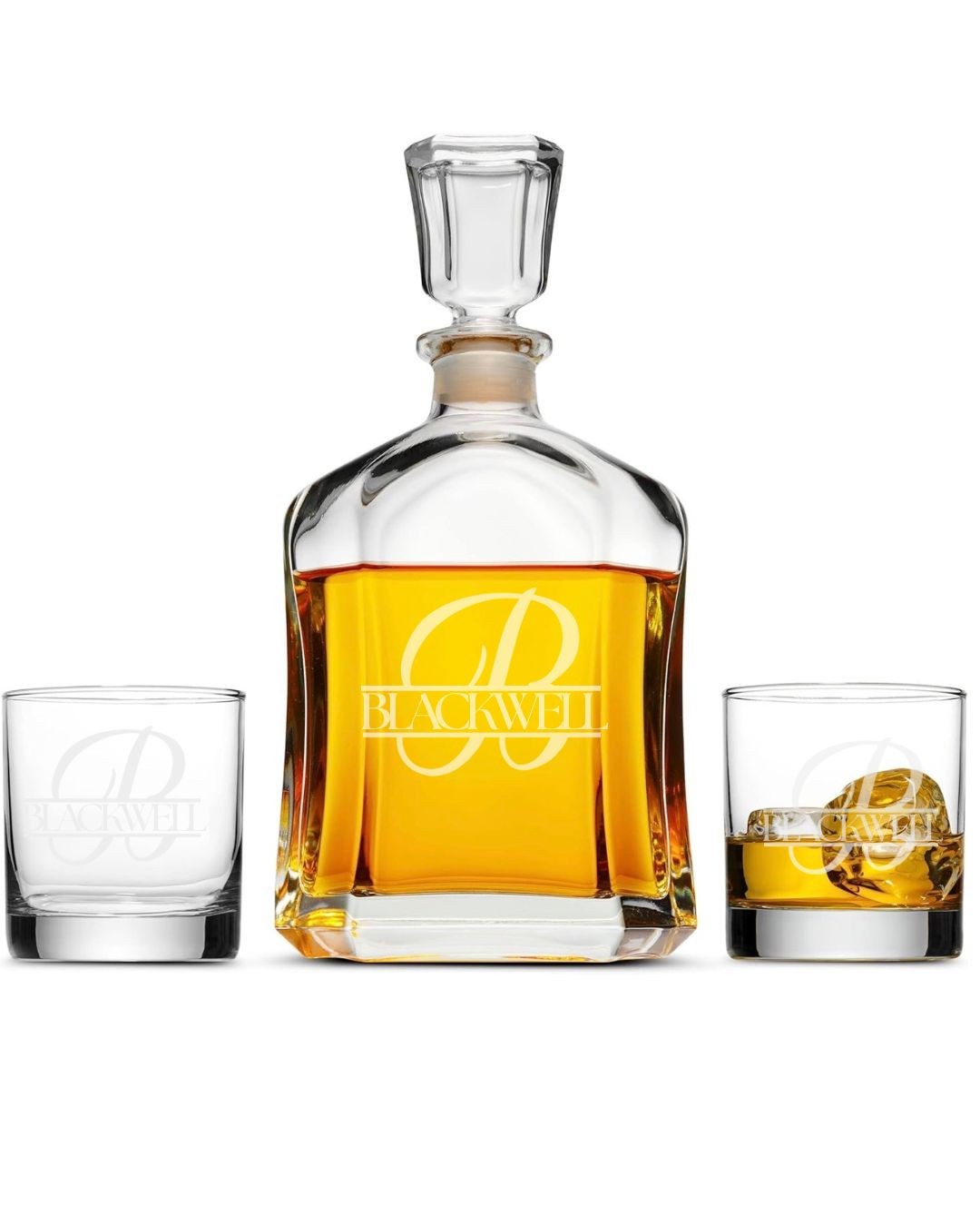 Personalized etched whiskey decanter