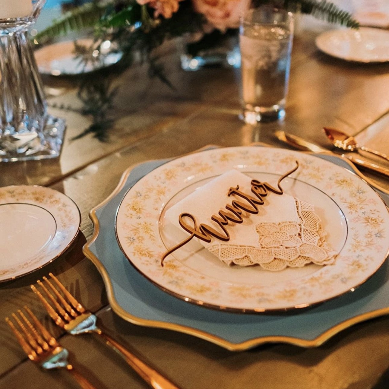 Personalized wedding reception place setting