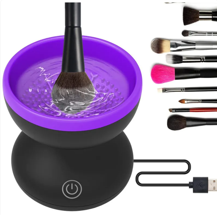 Makeup brush washer and silicone cleaning surface ready for brush care