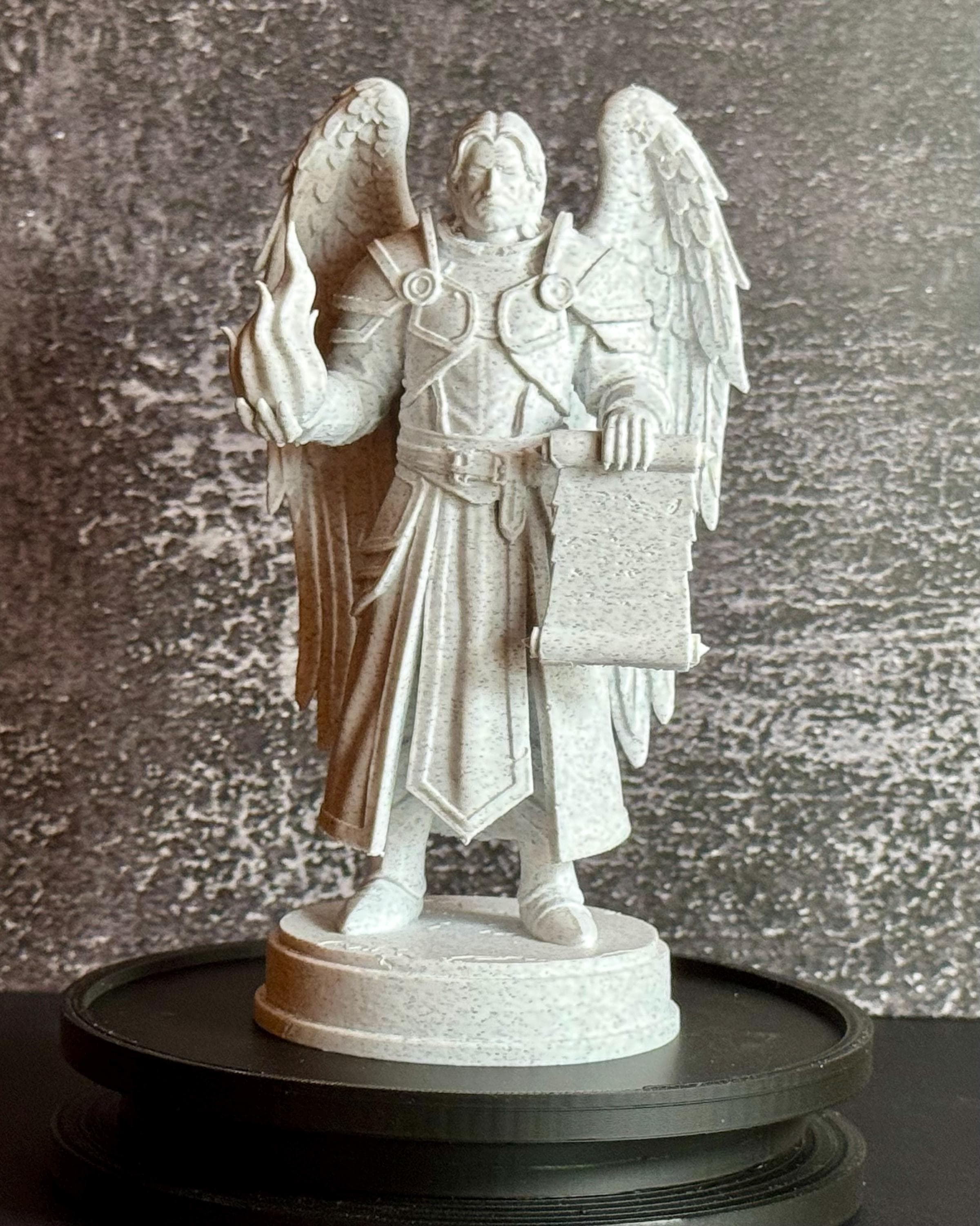 Archangel Uriel Statue – Angel of Wisdom with Flame & Scroll