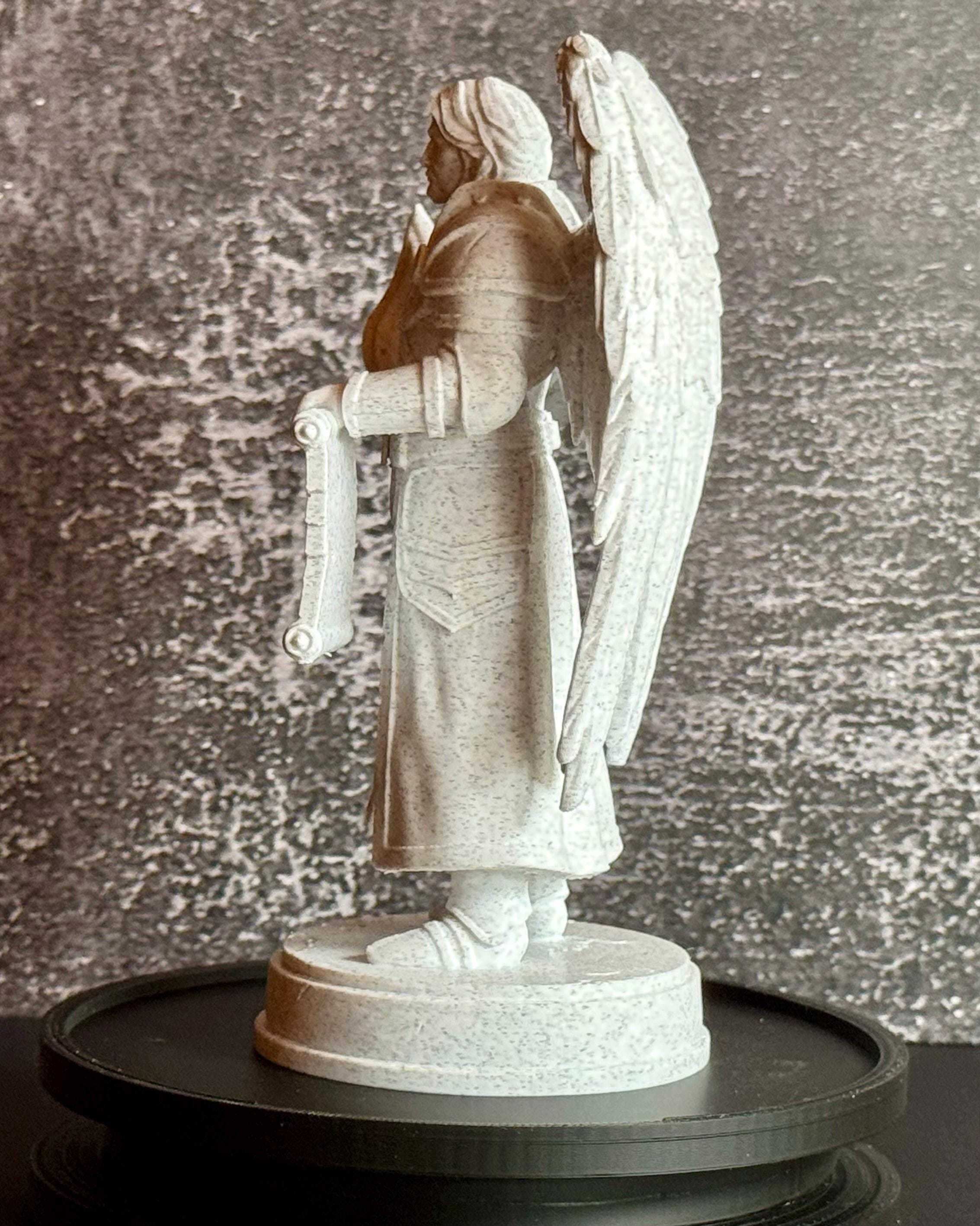 Archangel Uriel Statue – Angel of Wisdom with Flame & Scroll