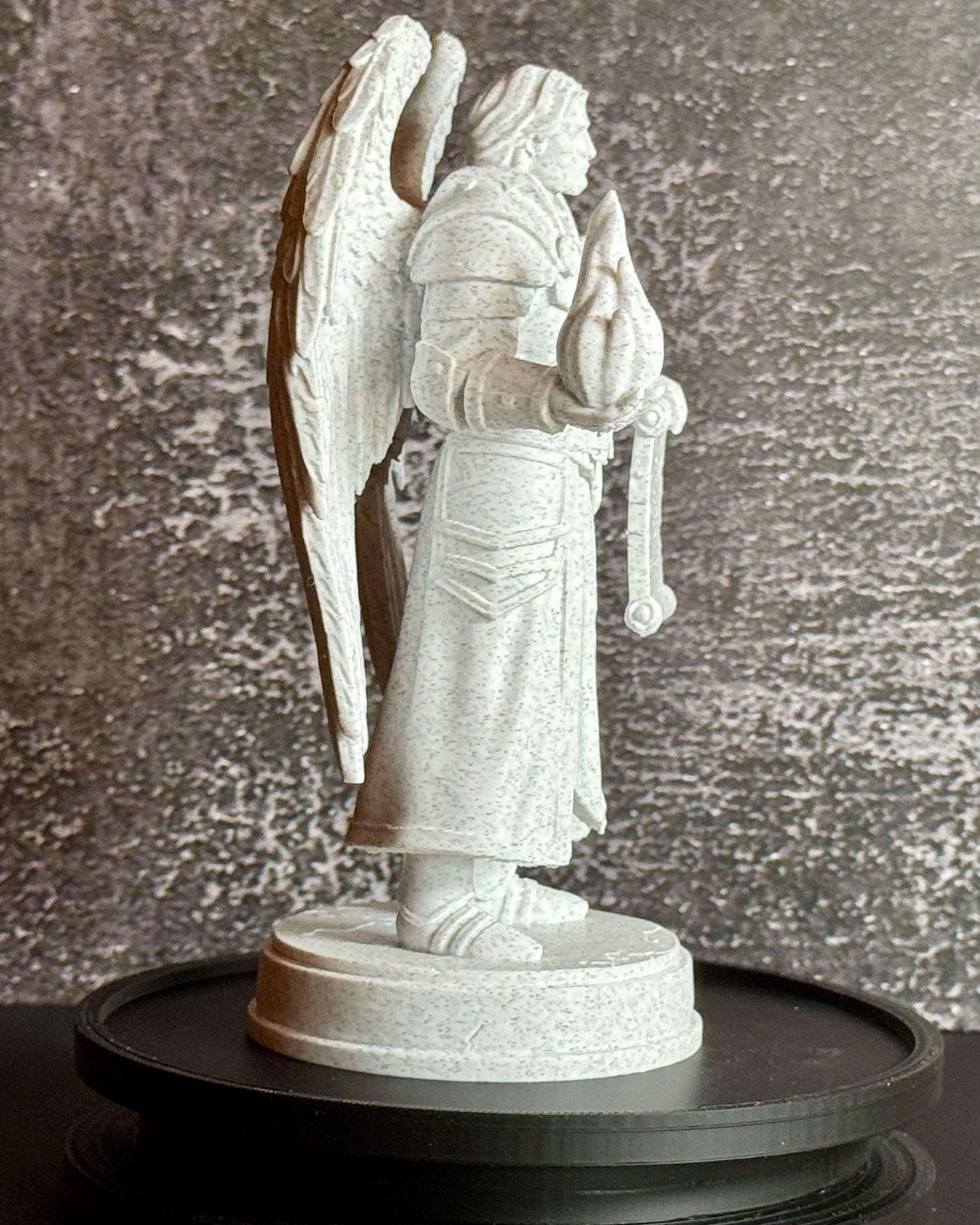 Archangel Uriel Statue – Angel of Wisdom with Flame & Scroll