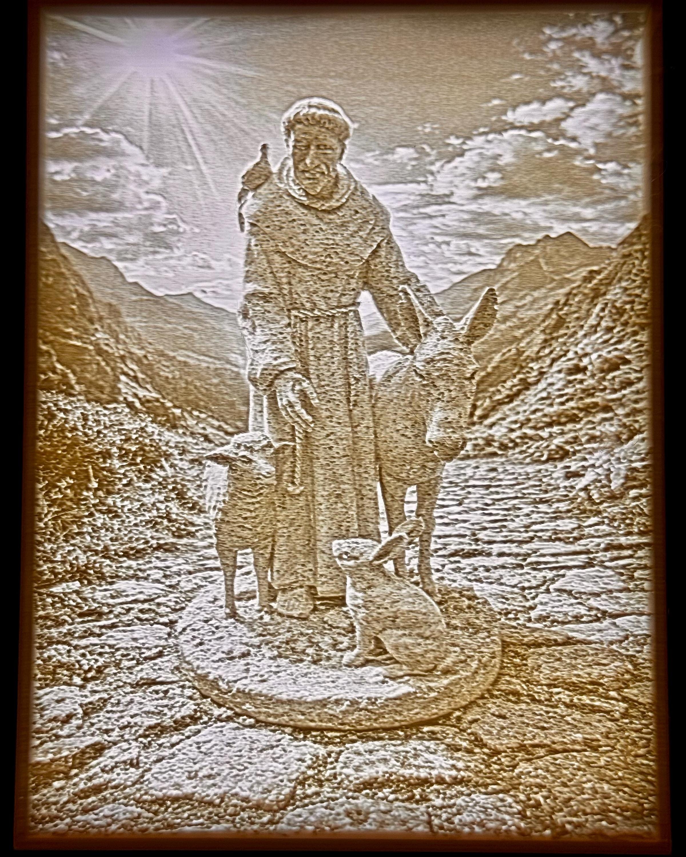 Illuminated Saint Francis Lithophane