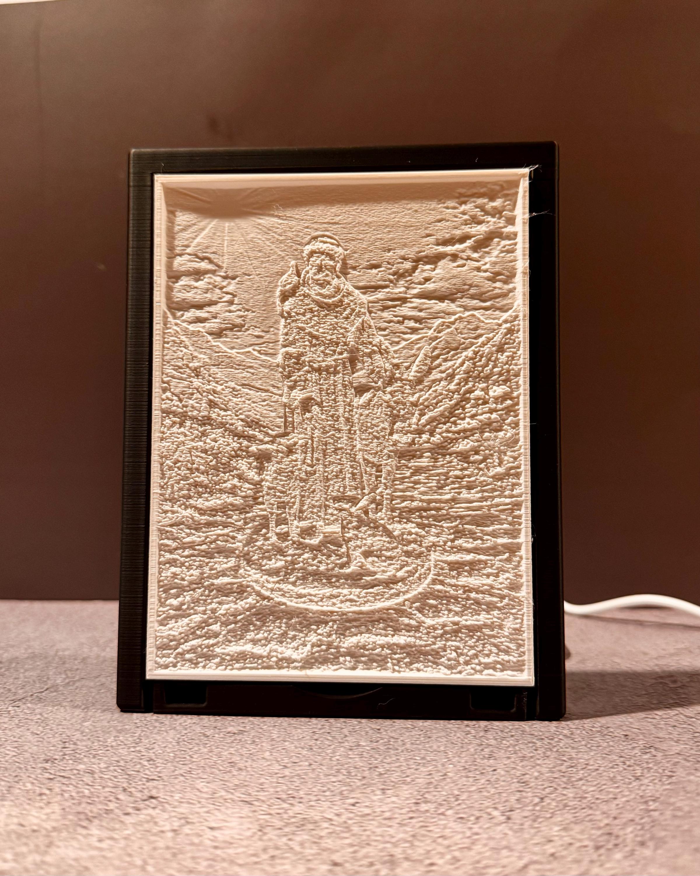 Illuminated Saint Francis Lithophane