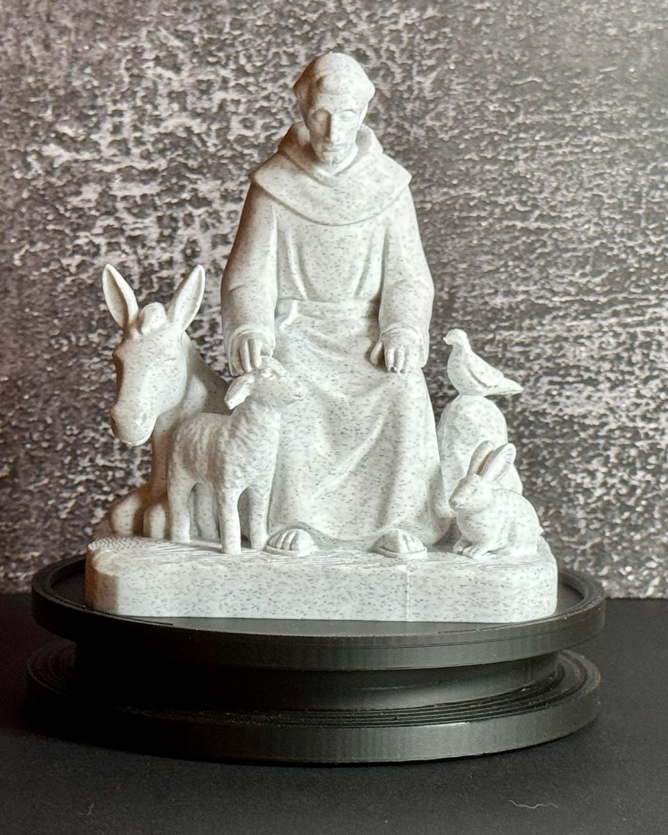 Seated St. Francis Statue with Animals