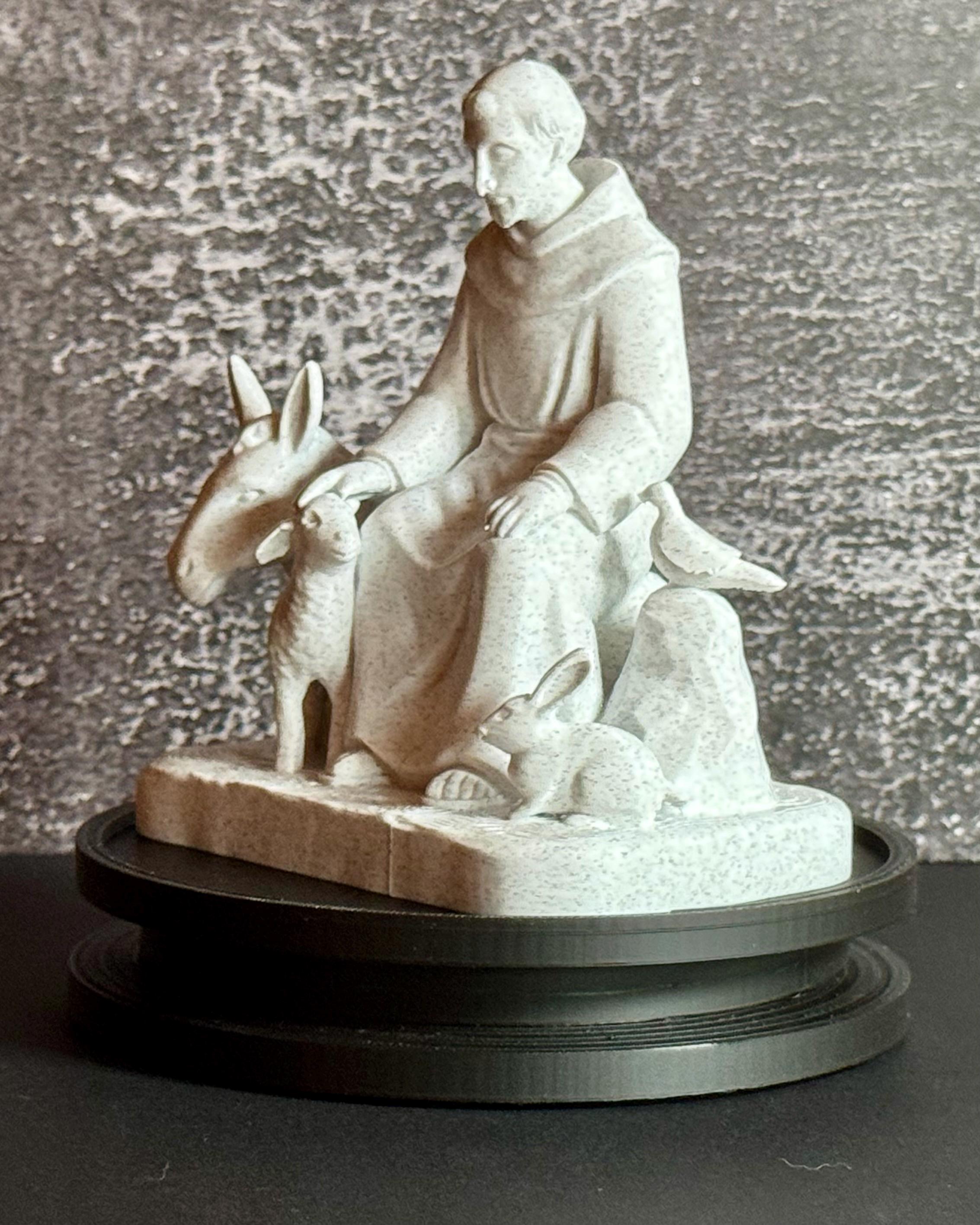 Seated St. Francis Statue with Animals