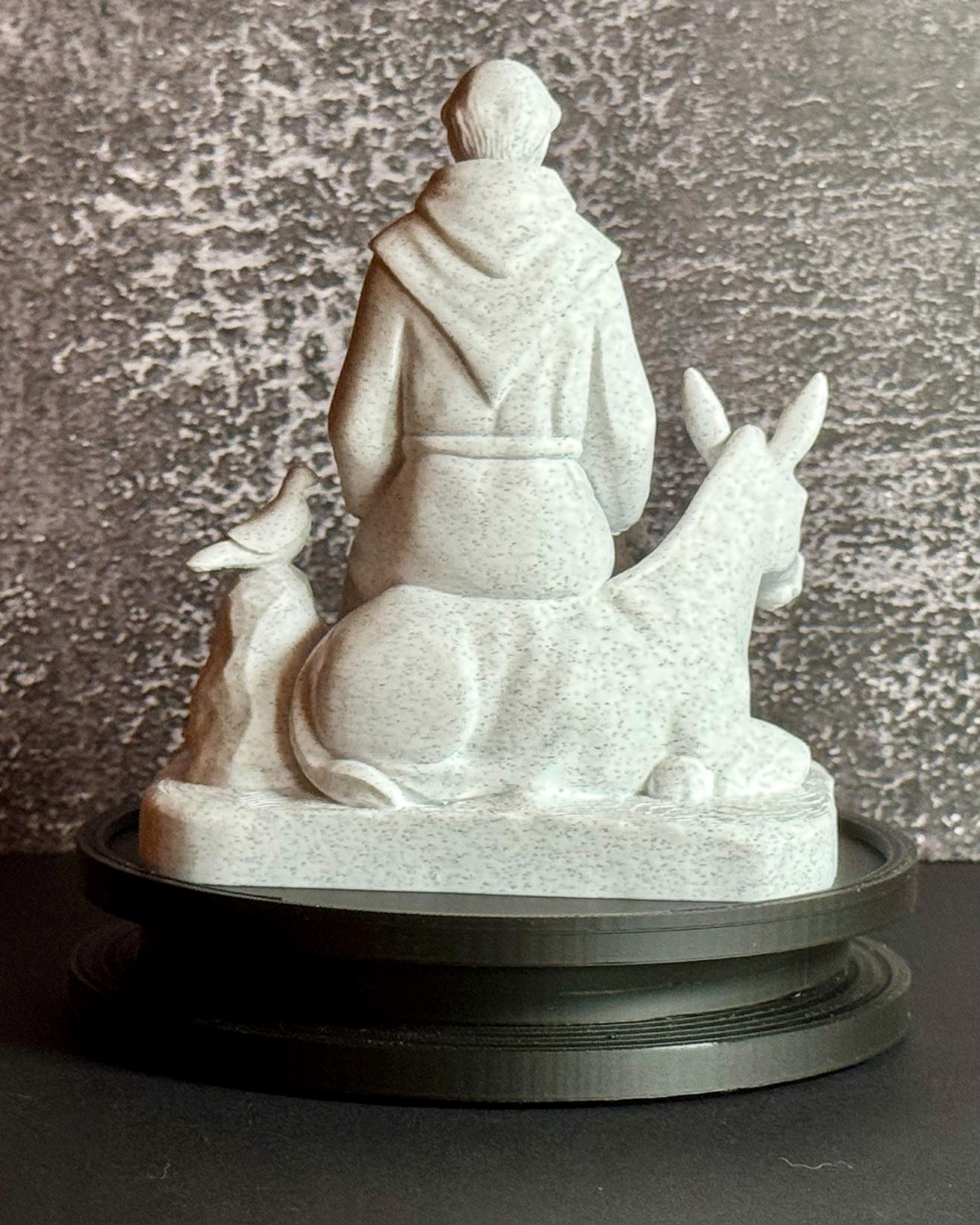 Seated St. Francis Statue with Animals