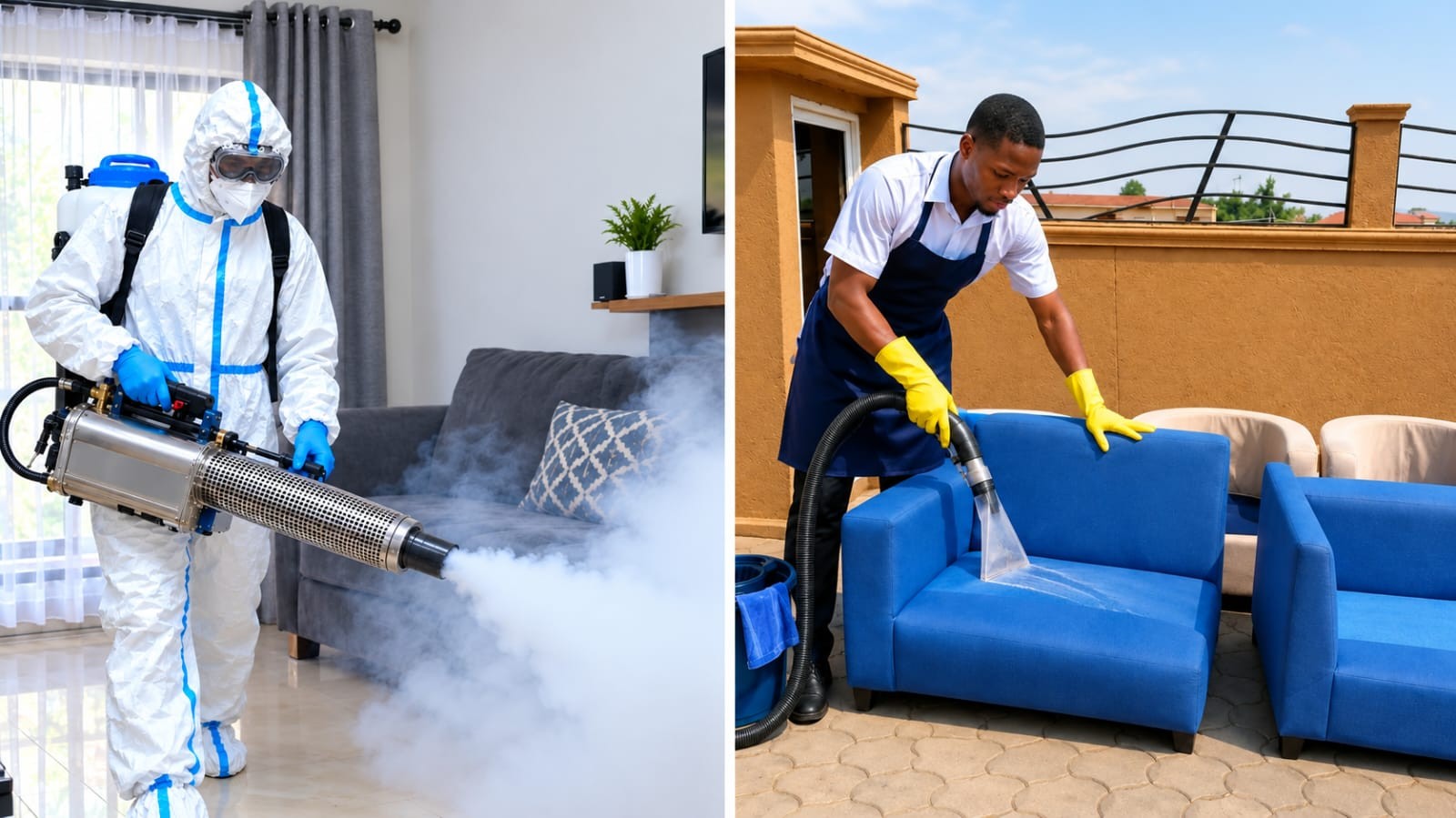 Cleaning and pest-control service illustration