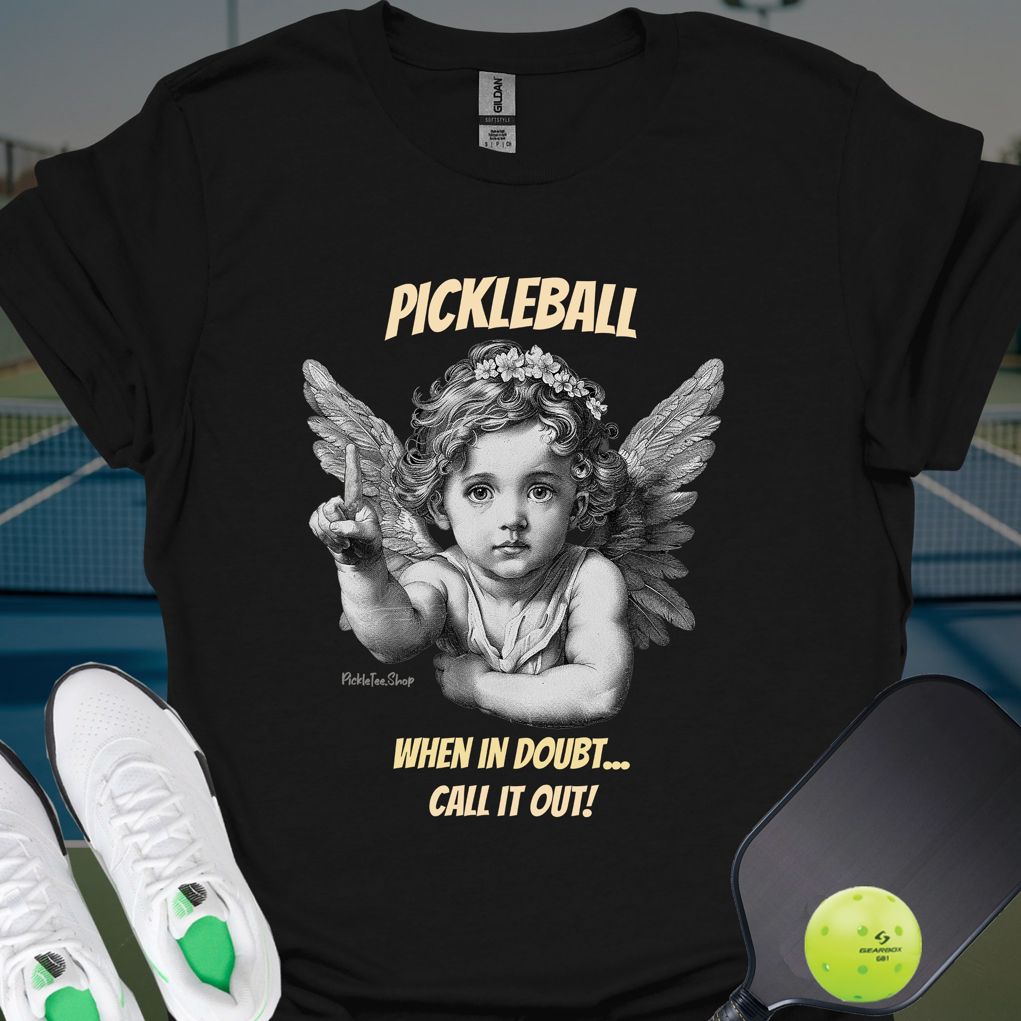 PickleTee When In Doubt Call It Out cherub graphic tee