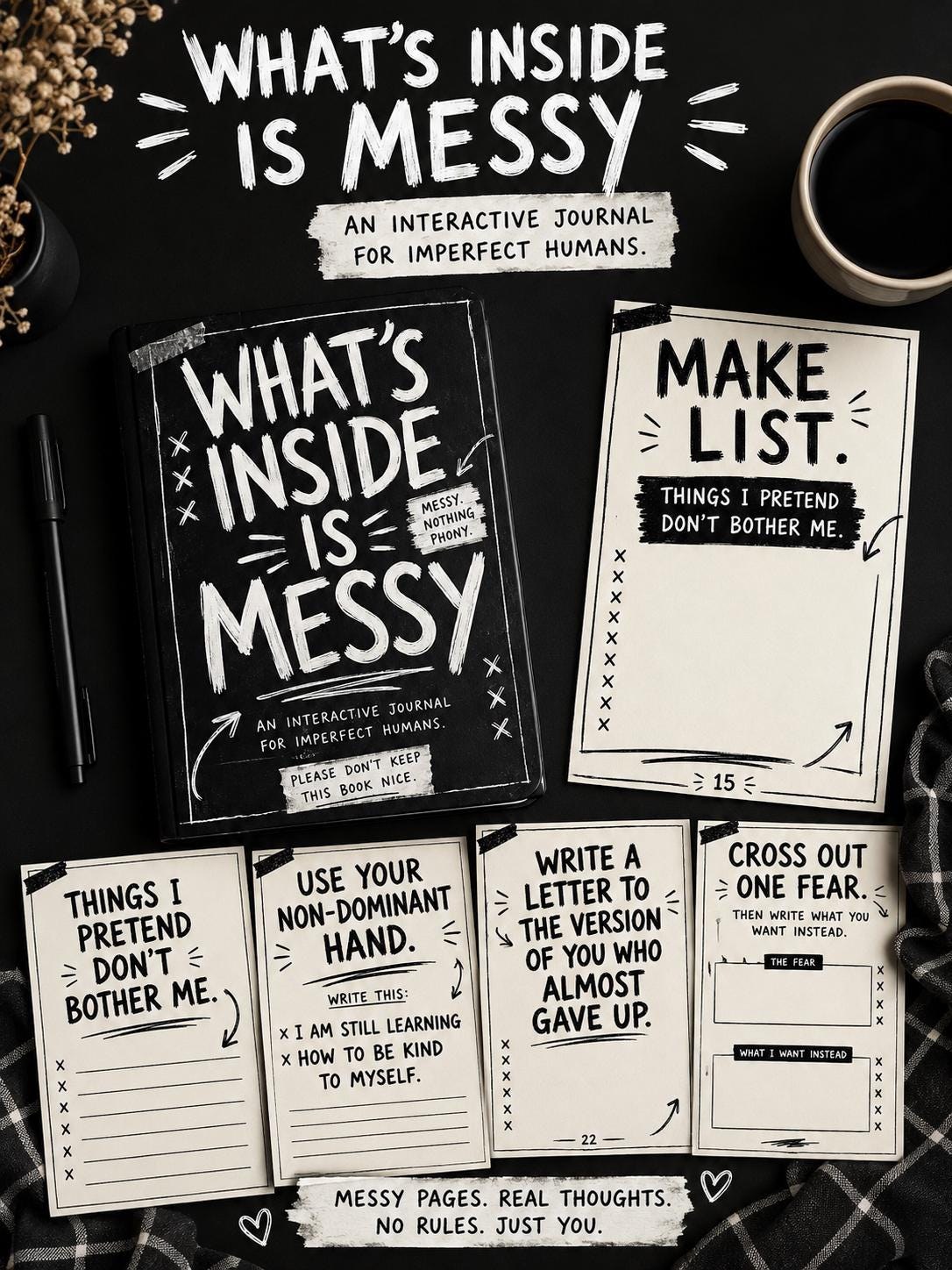 Interactive printable self-reflection journal with creativ