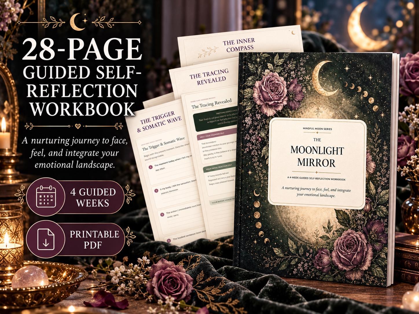 Four-week guided self-reflection printable journal PDF for