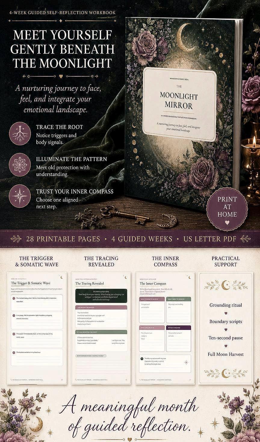 Four-week guided self-reflection printable journal PDF for preview 4