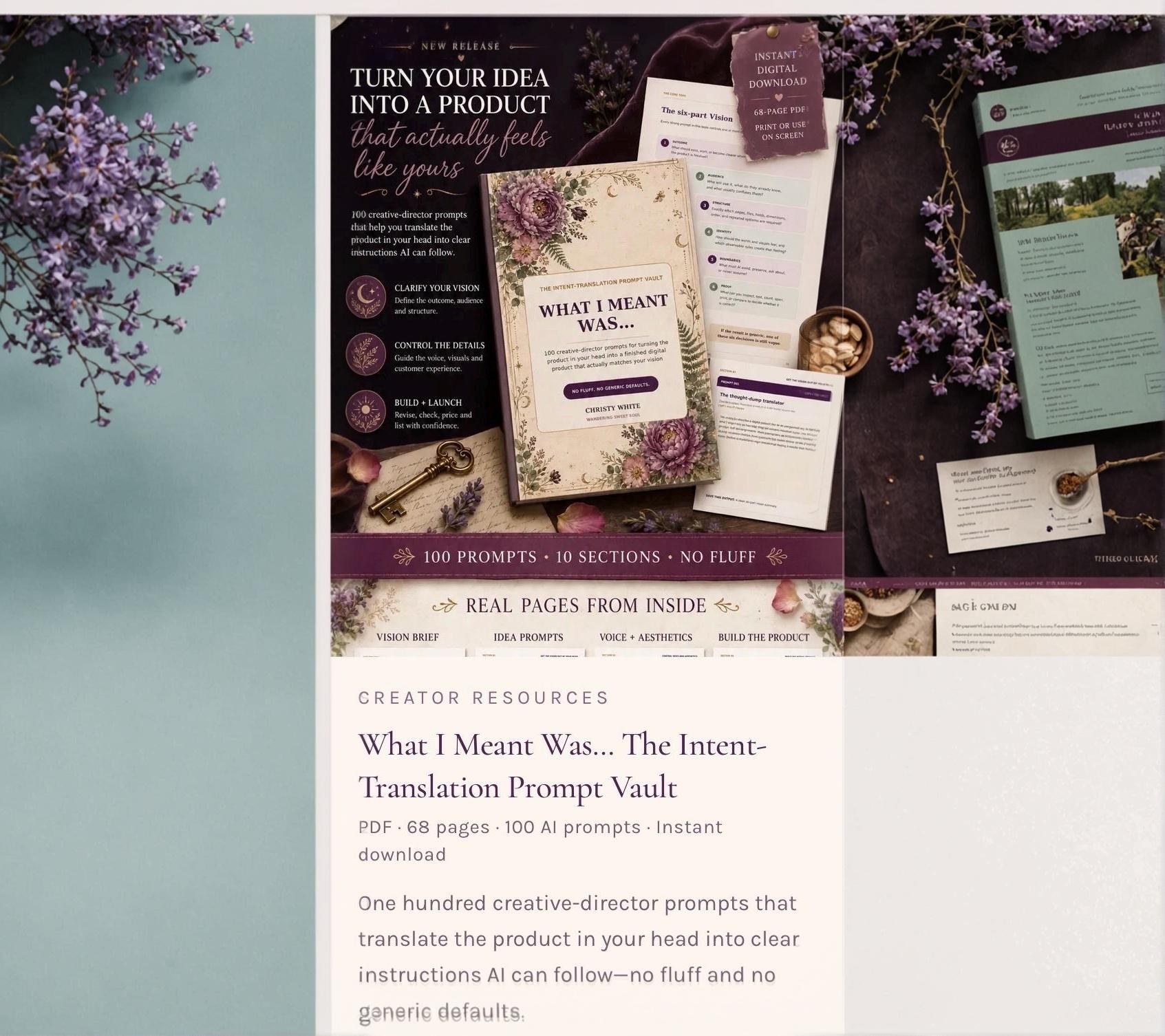 Creative Direction AI Prompt Vault for Digital Planners, J
