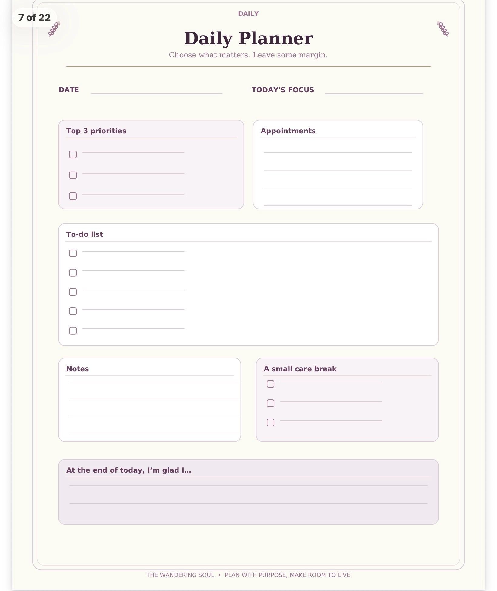Undated Printable Productivity Planner with Habit Tracker, preview 2