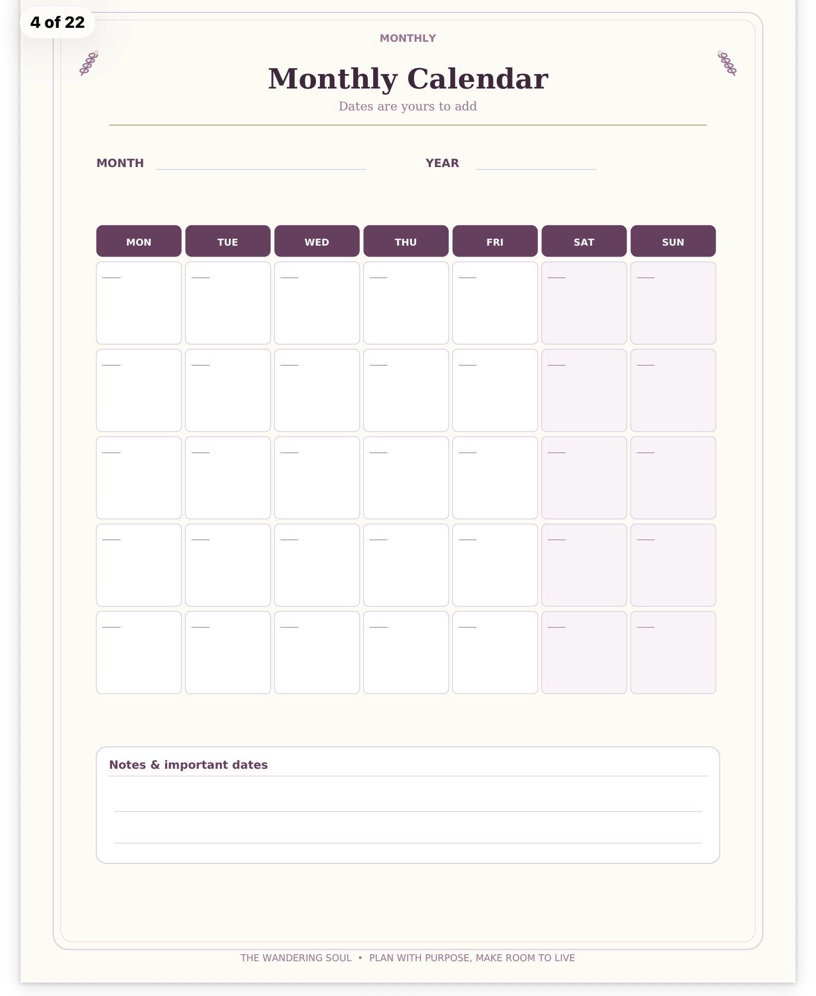 Undated Printable Productivity Planner with Habit Tracker, preview 4