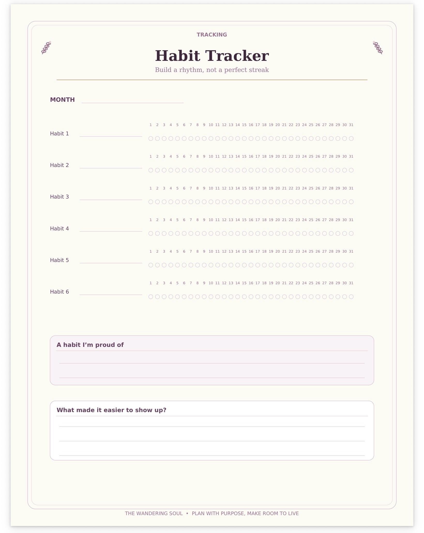 Undated Printable Productivity Planner with Habit Tracker, preview 8