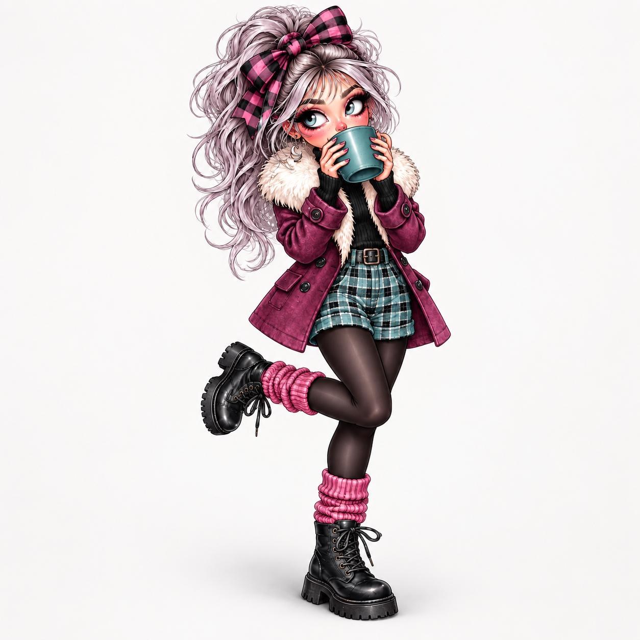 Whimsigoth Preppy Girl Clipart Bundle, Gothic Coquette Fas preview 3