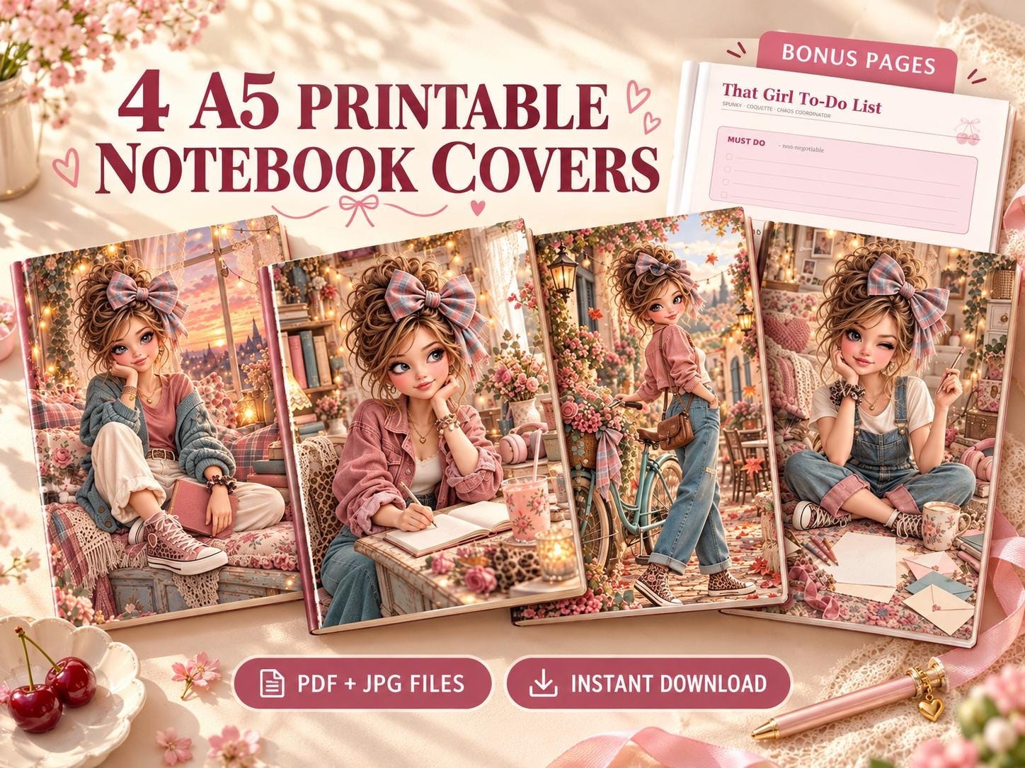 Cozy Character A5 Notebook Covers & Planner Pages Set