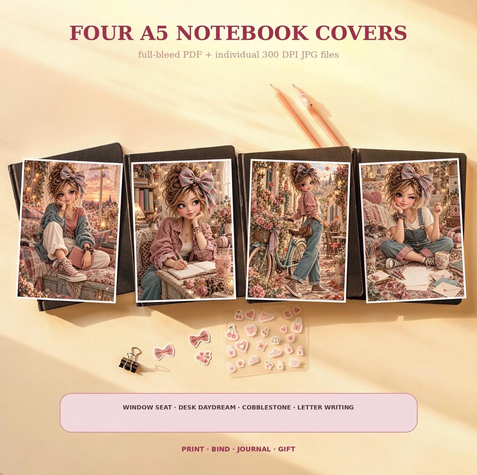 Cozy Character A5 Notebook Covers & Planner Pages Set preview 2