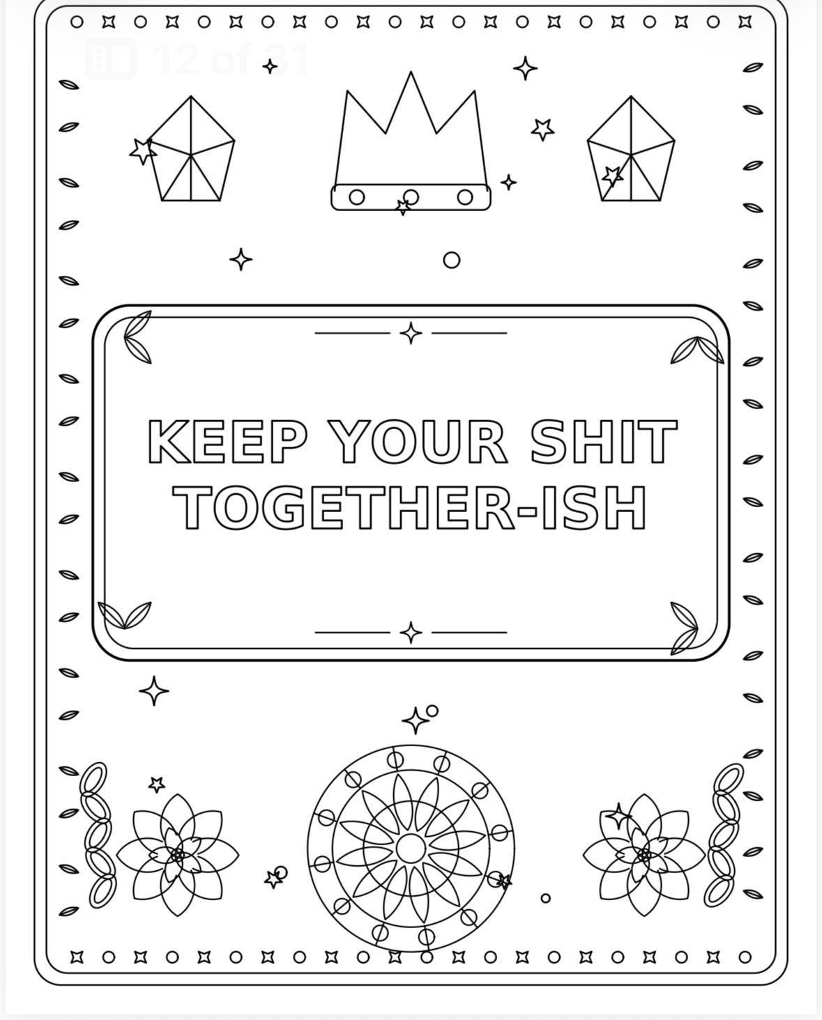 30 Bold Swear Word Coloring Pages with Mandalas, Skulls, F preview 4
