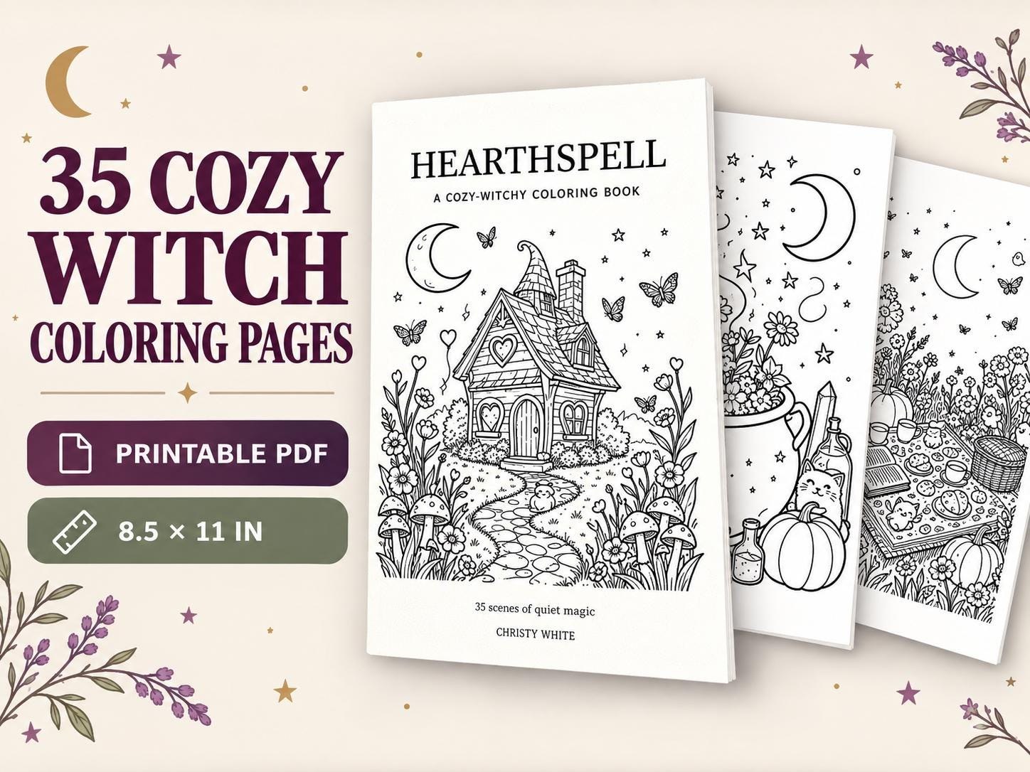 Cozy Witch Coloring Book, Moonlit Gardens, Friendly Ghosts