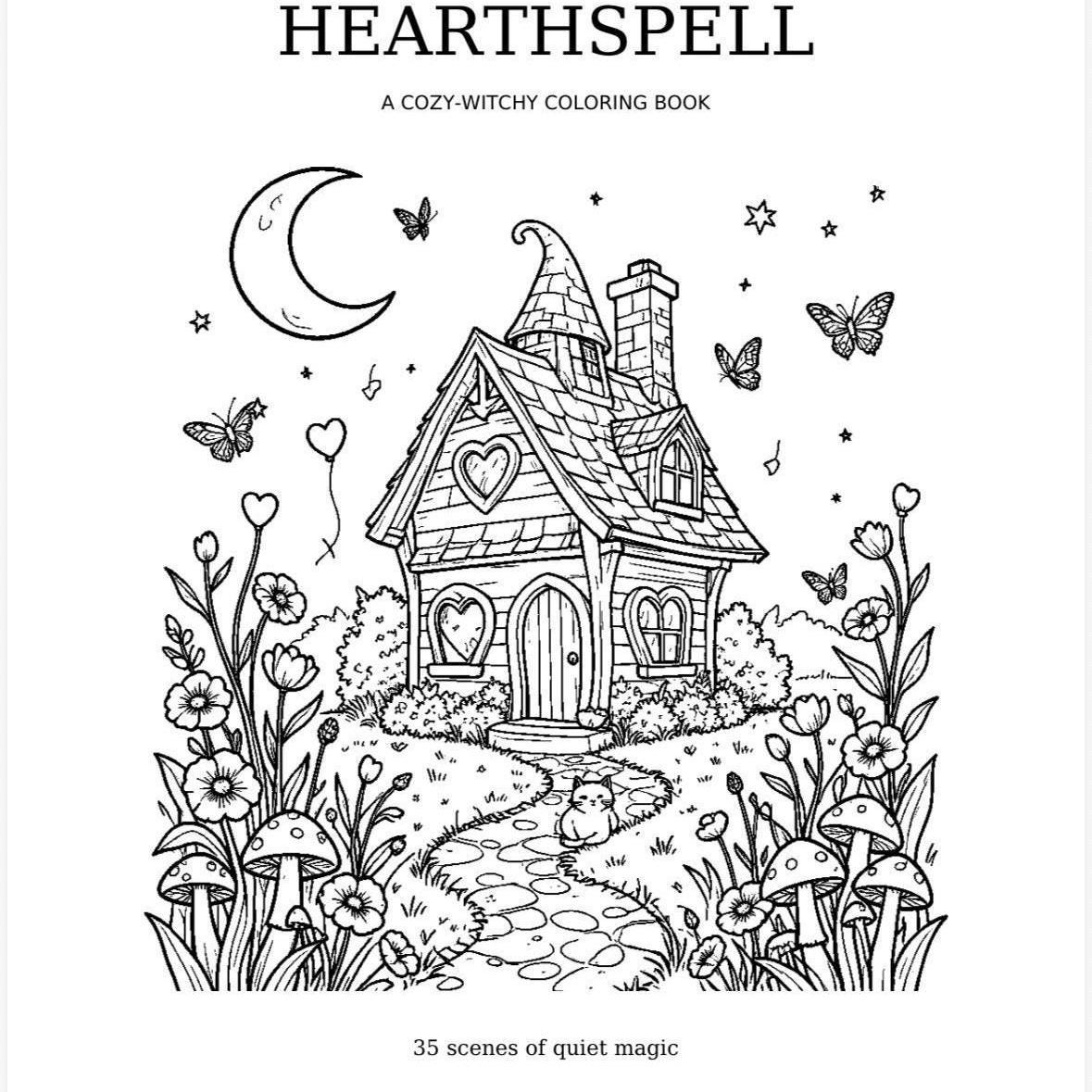 Cozy Witch Coloring Book, Moonlit Gardens, Friendly Ghosts preview 3