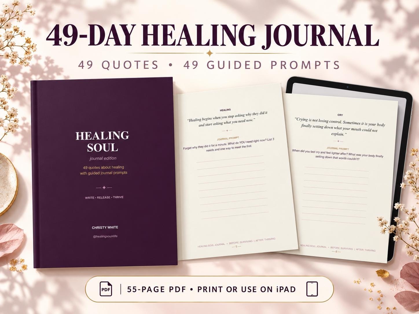 49-Day Guided Healing Journal - Self Care Prompts, Mental 