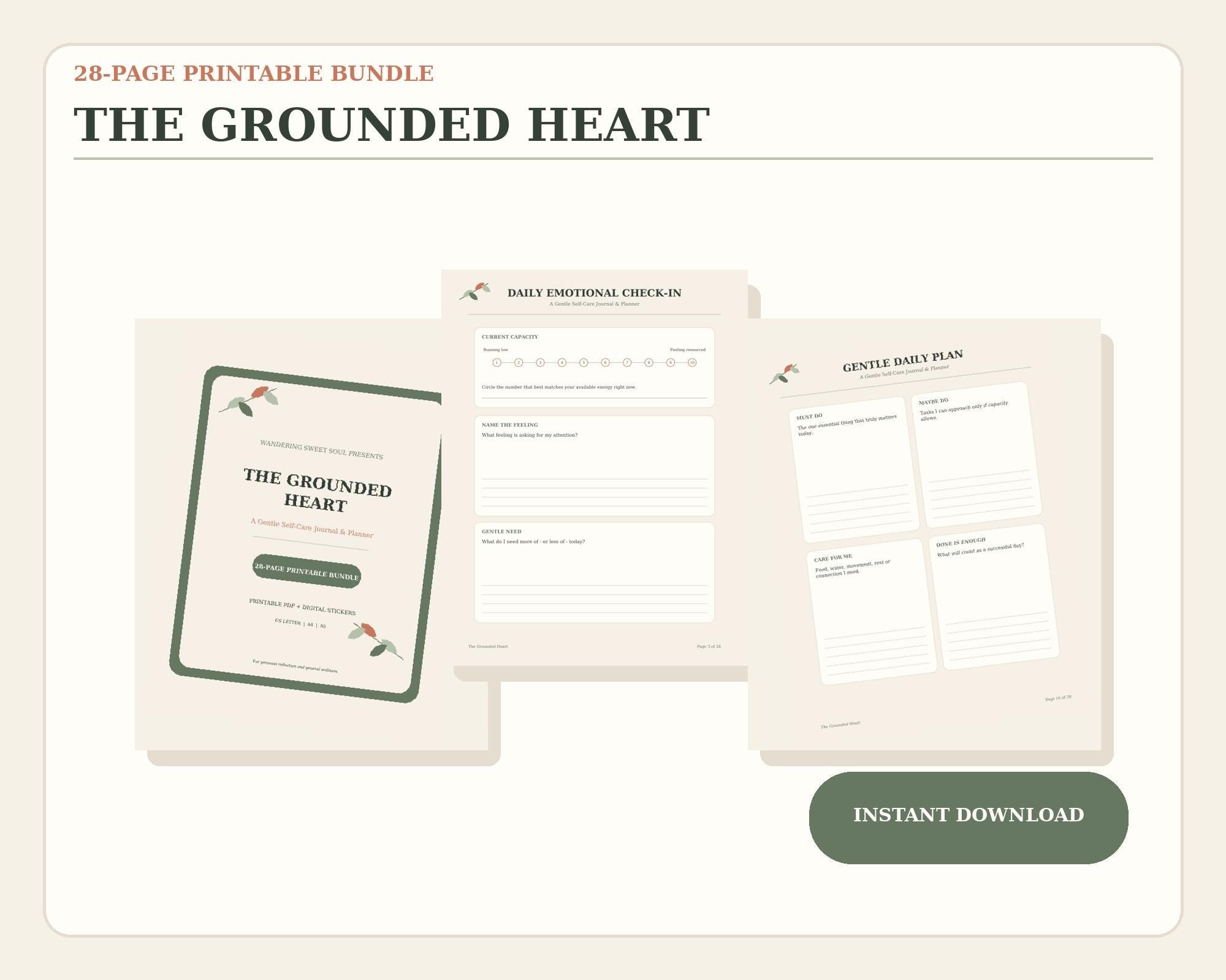 Editable Self-Care Planner Bundle with Reflection Journal, preview 6