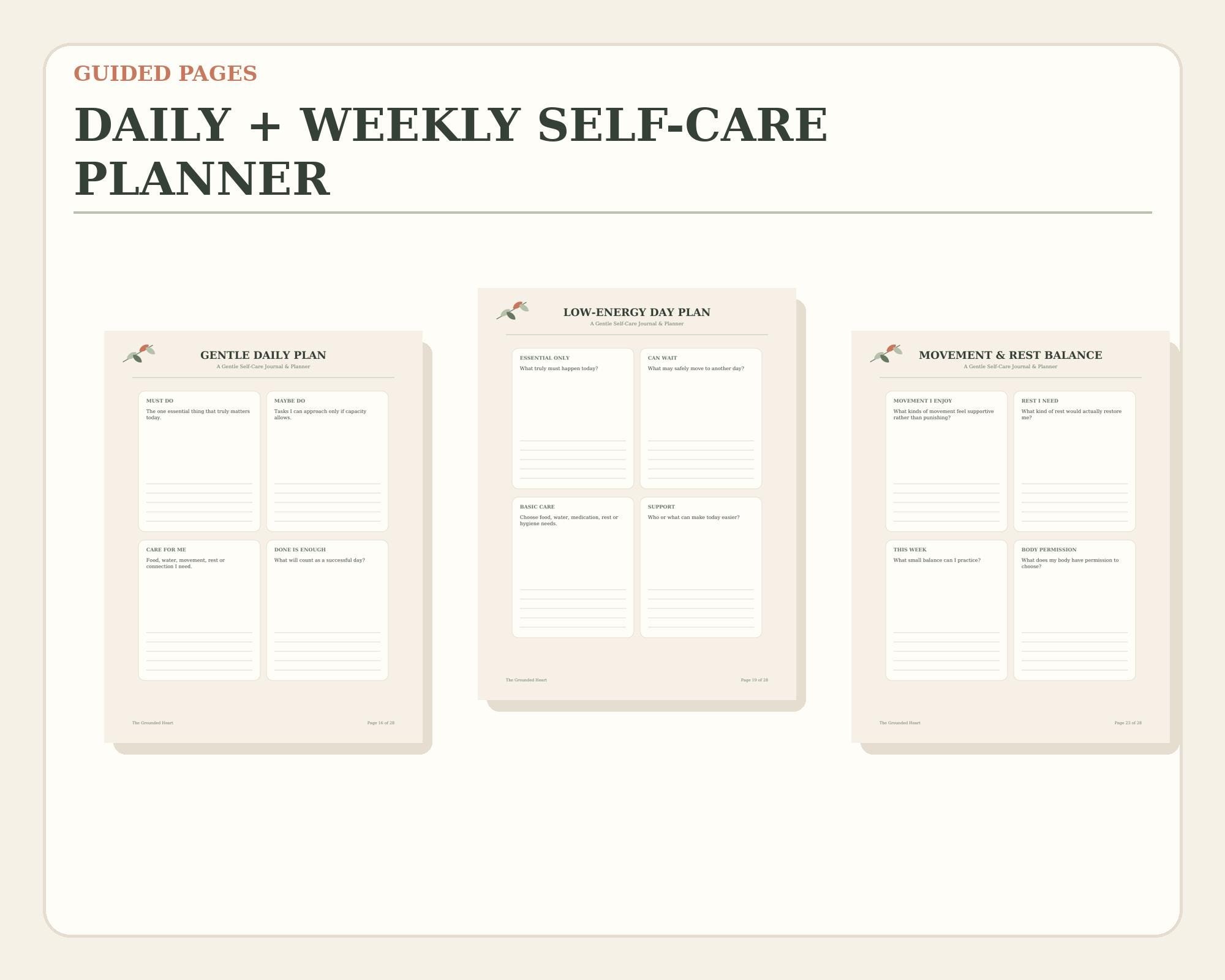 Editable Self-Care Planner Bundle with Reflection Journal, preview 9