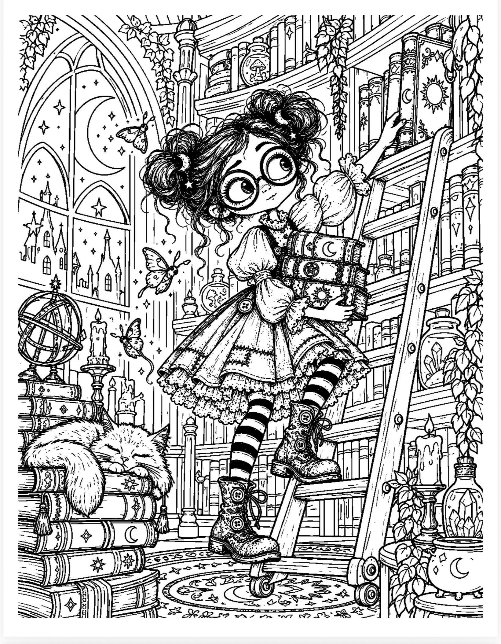 Whimsical Halloween Coloring Pages with Ghosts, Witches, P preview 4