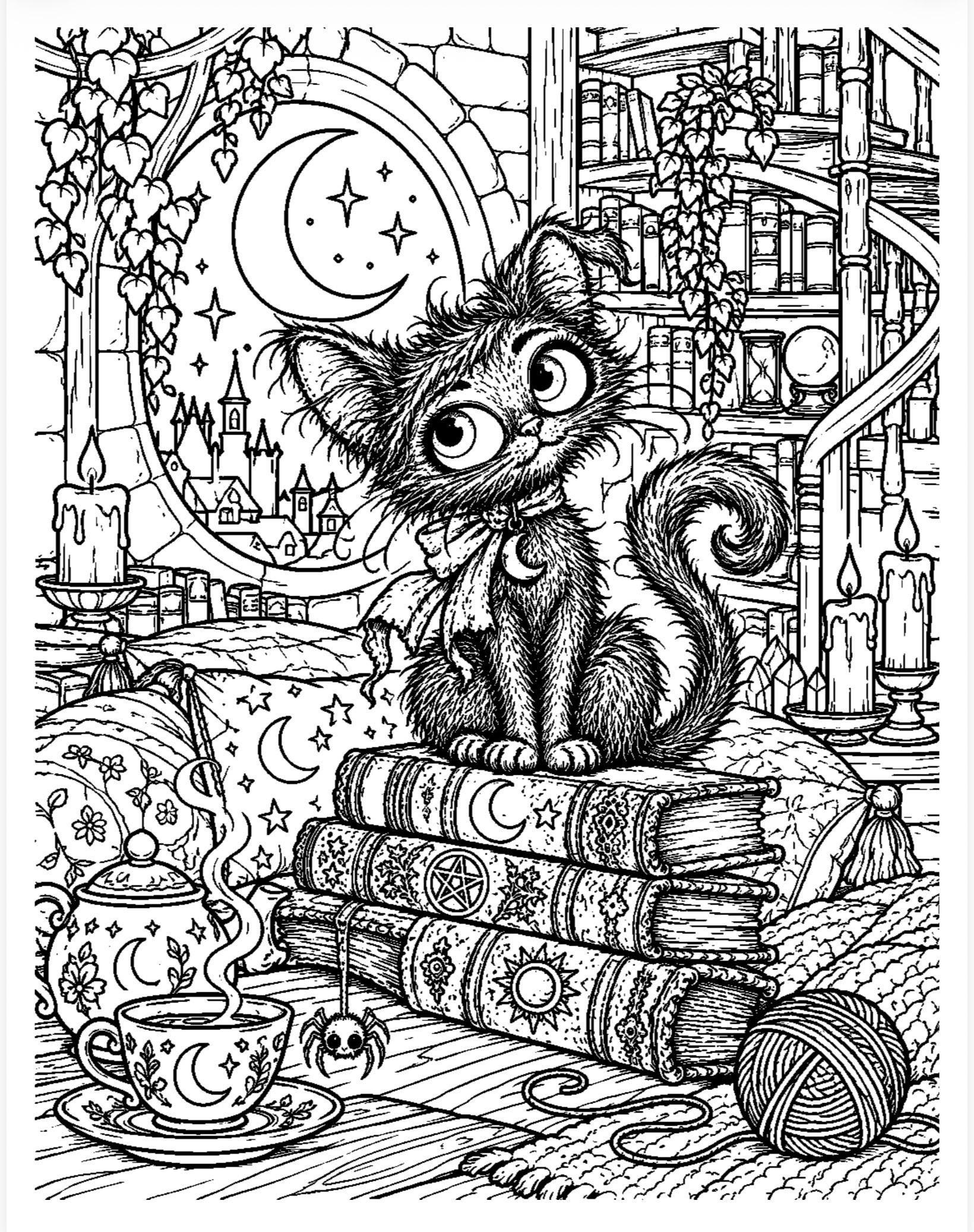 Whimsical Halloween Coloring Pages with Ghosts, Witches, P preview 6