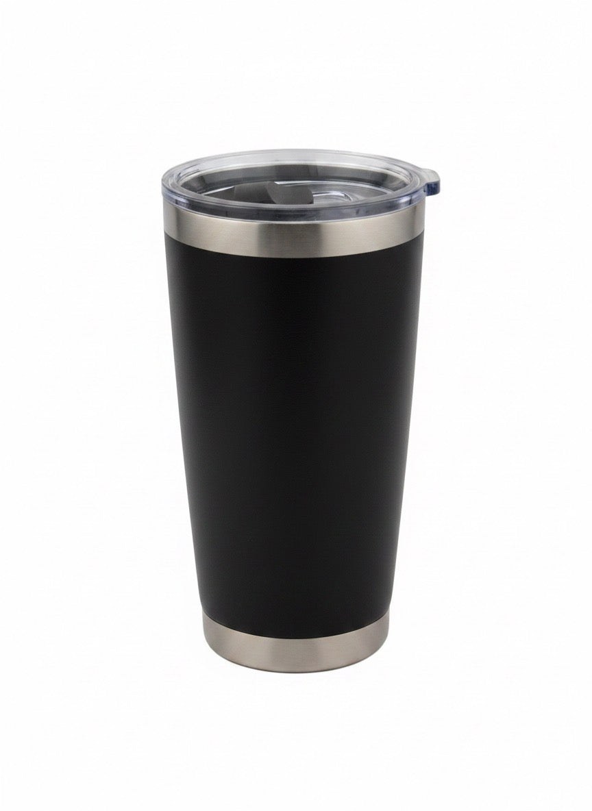 ENZO black coffee tumbler in use