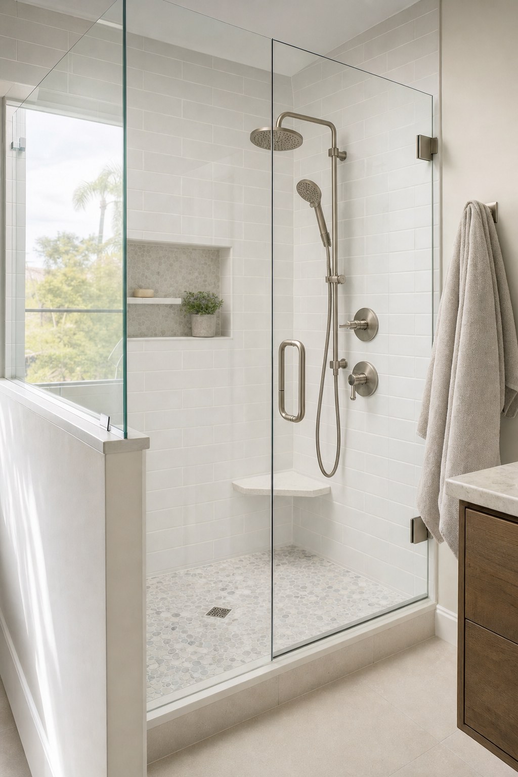 Bright tiled shower renovation