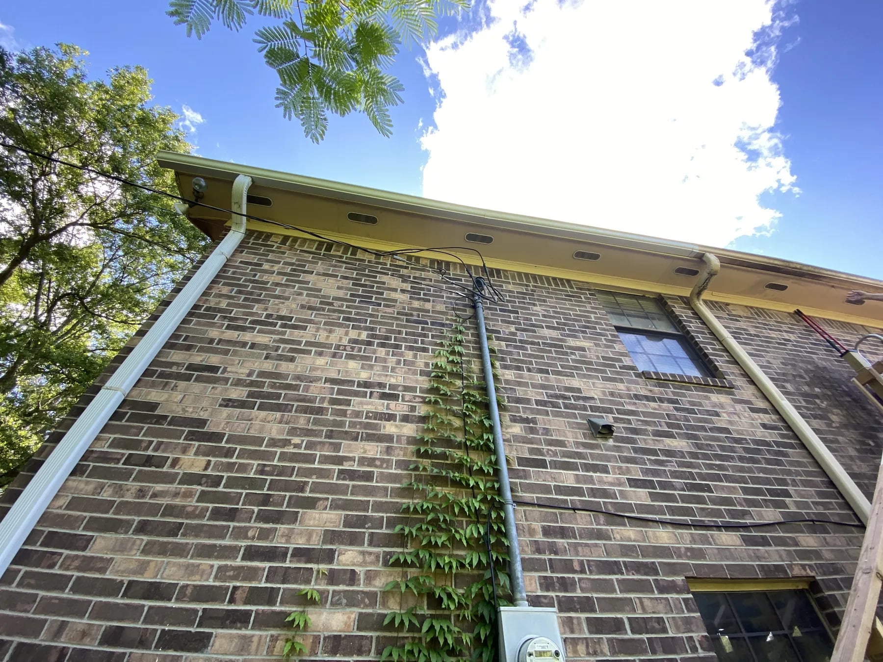 Gutter and roofline on a North Mississippi brick home