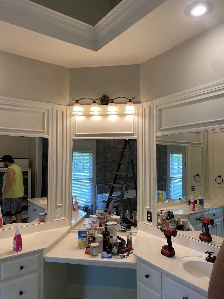 Painted bathroom vanity, cabinetry and walls in the Ecru and Pontotoc area