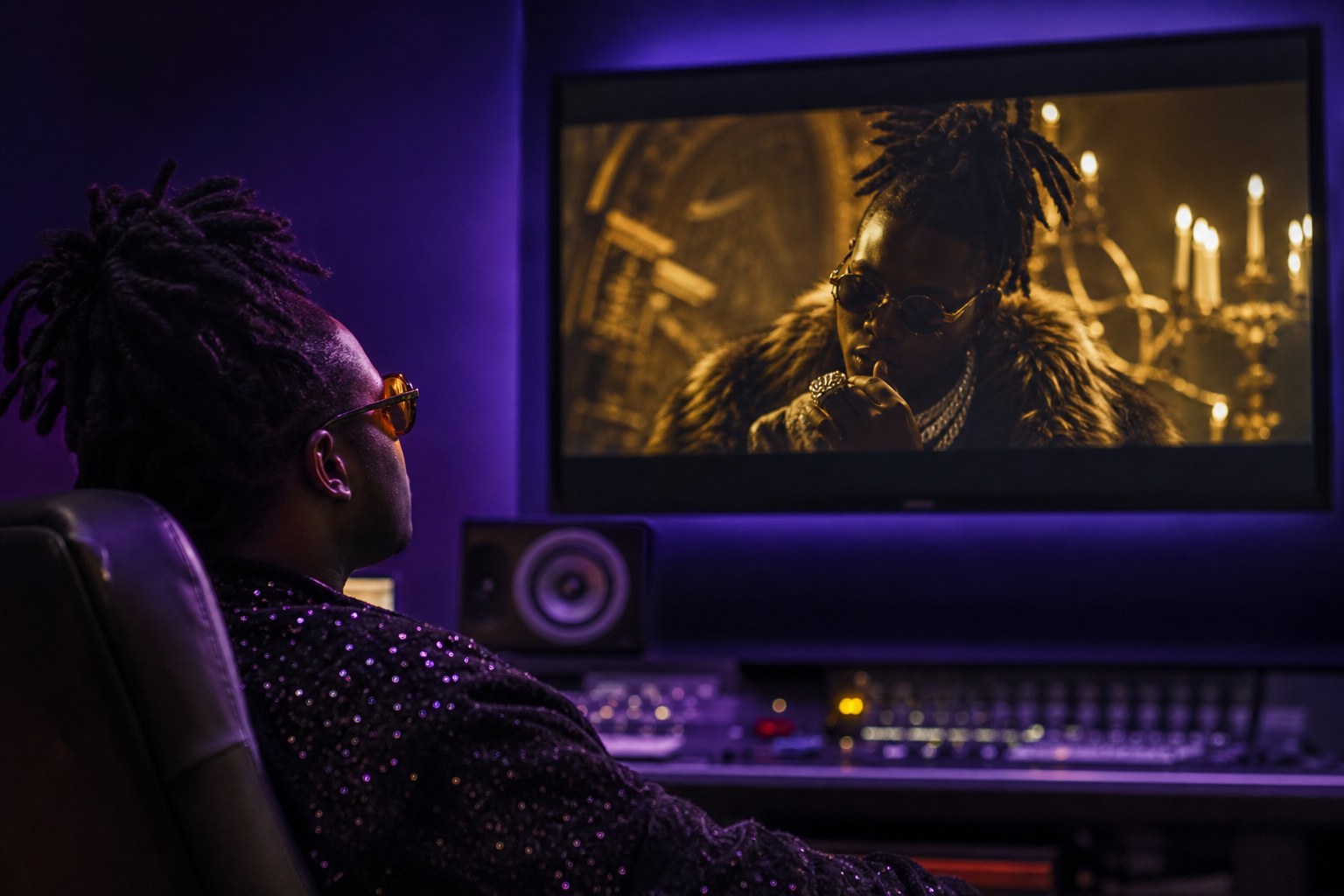 Artist viewing a music video placement campaign