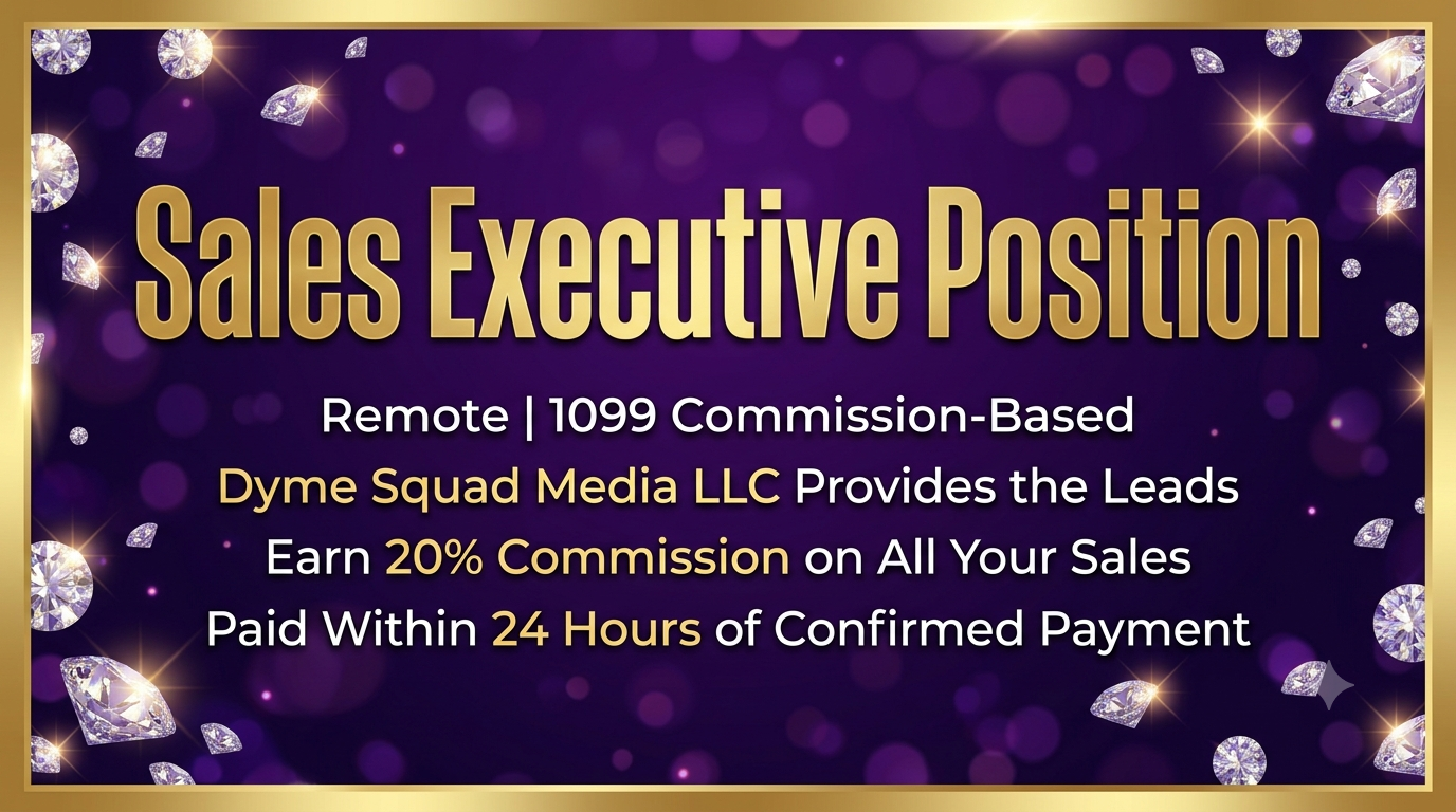 Sales Executive Position, remote 1099 commission-based role