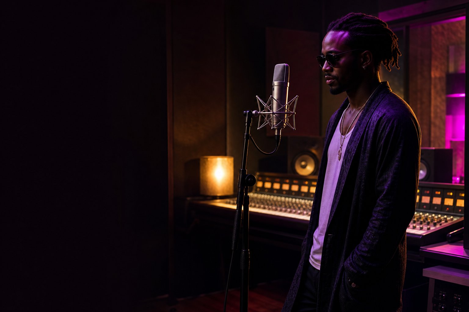 Independent artist recording in a music studio