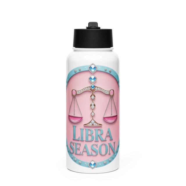 Libra Season Stainless steel water bottle with a straw lid