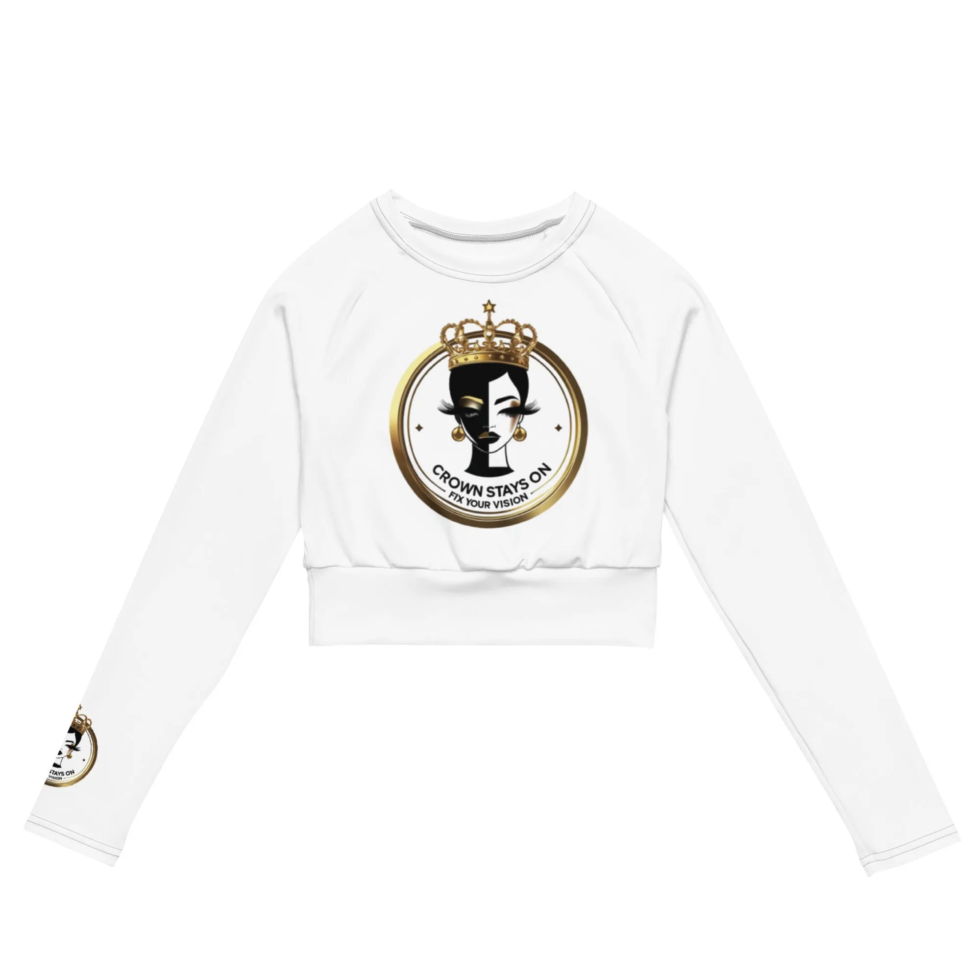 Crown Stays On Recycled Long Sleeve Crop Top from Dyme Squad