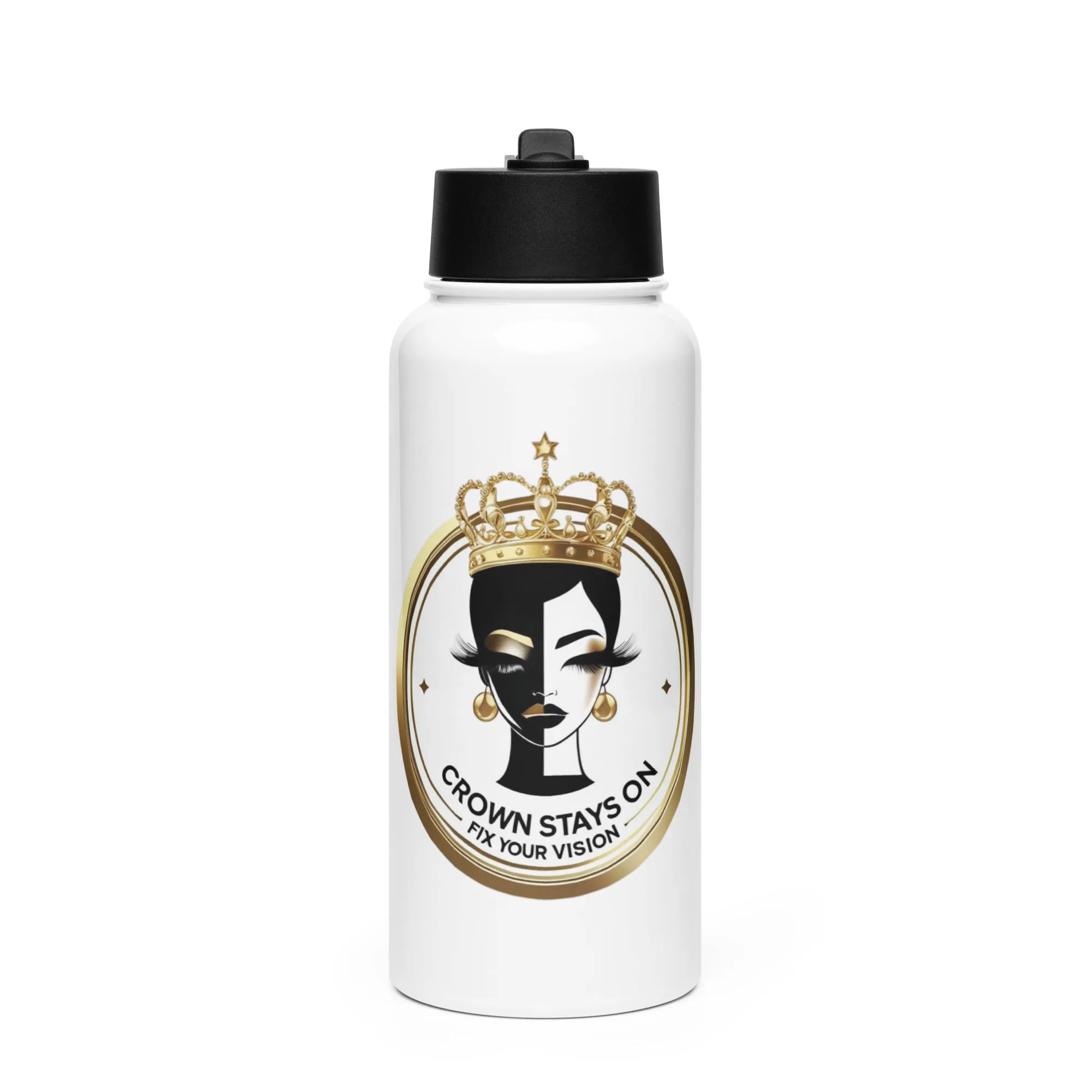 Crown Stays On Stainless Steel Water Bottle With A Straw Lid from Dyme Squad