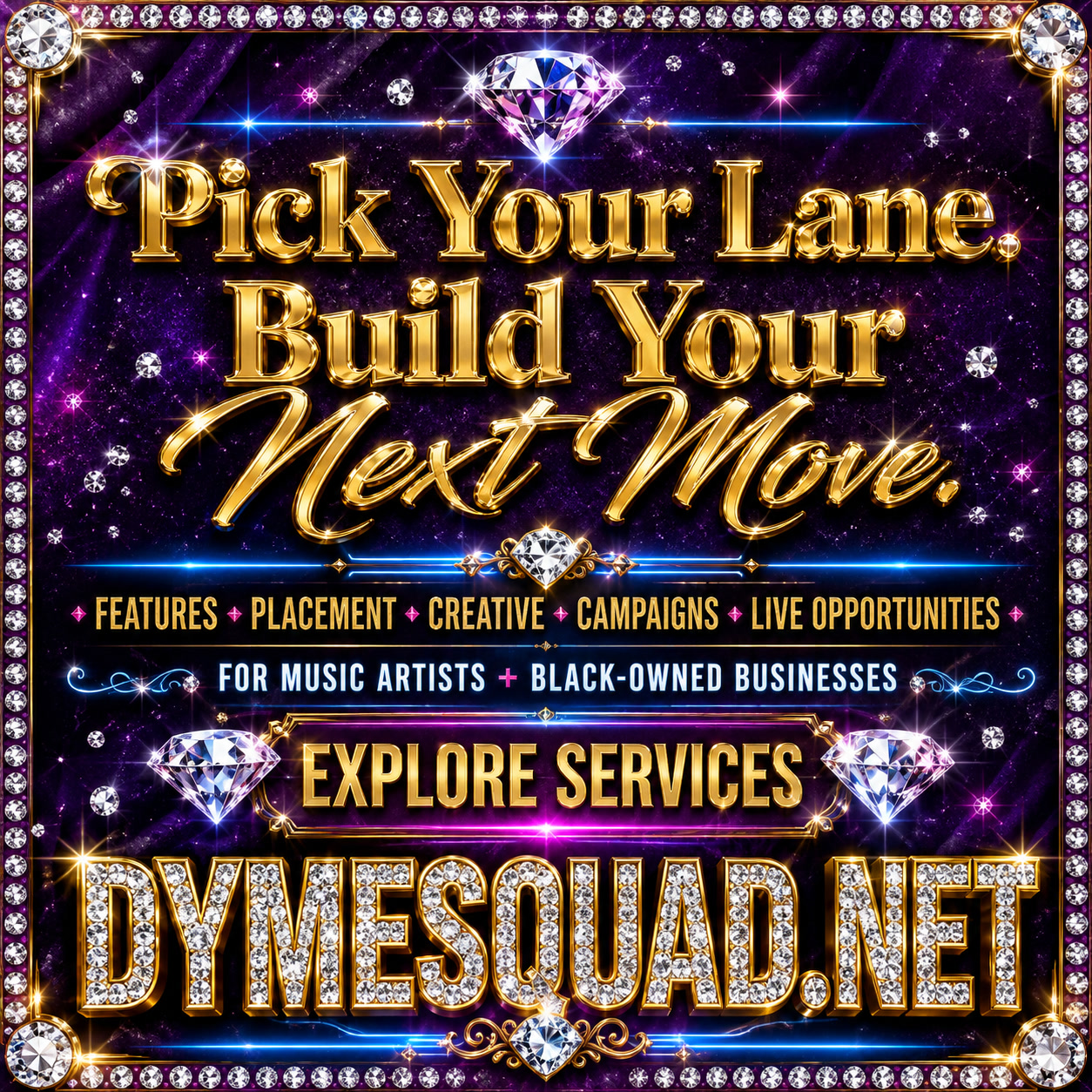 Pick your lane, Dyme Squad services for music artists and Black-owned businesses