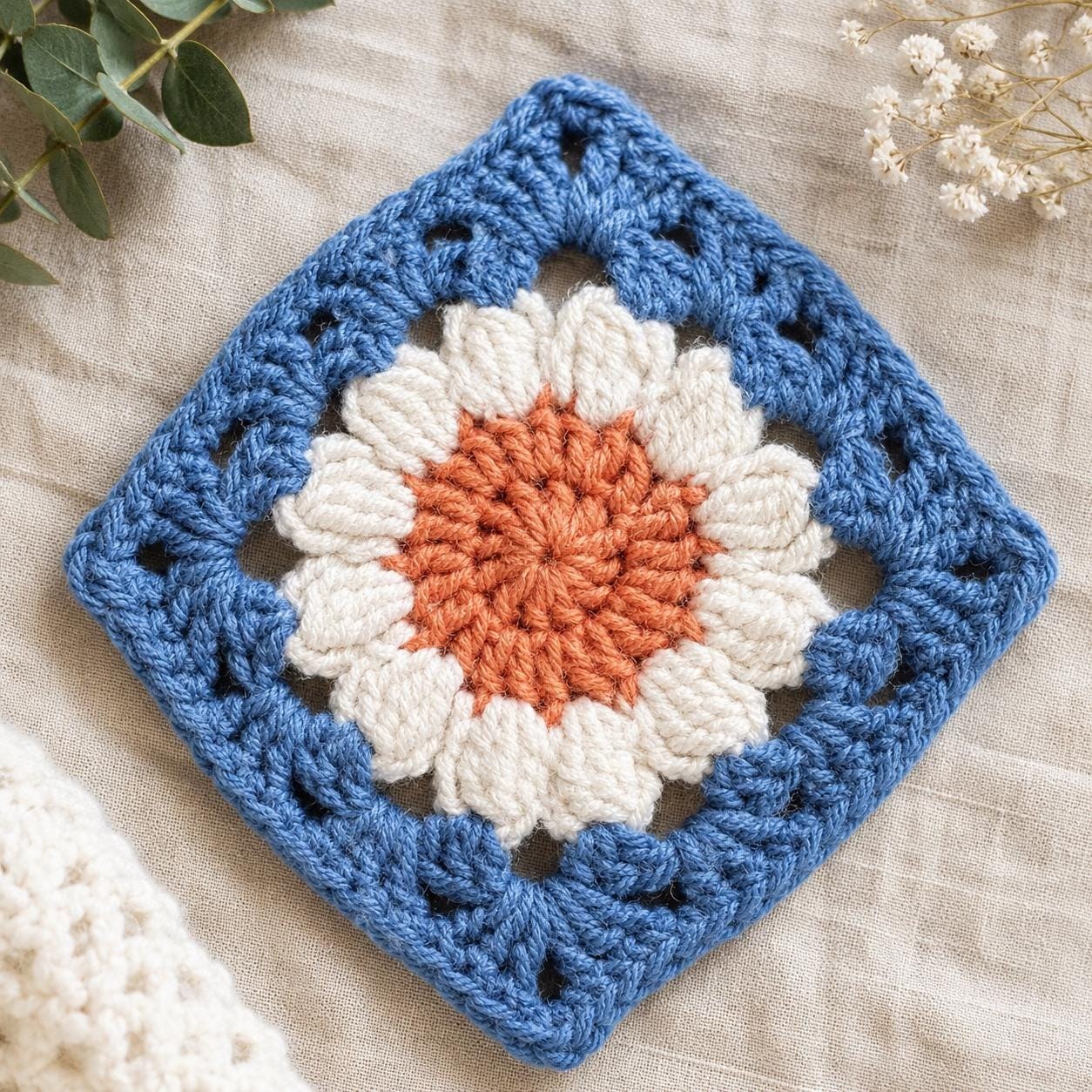 Daisy Flower Granny Square Crochet Pattern | Colorful Floral Motif | Easy Crochet Pattern | Instant PDF Download