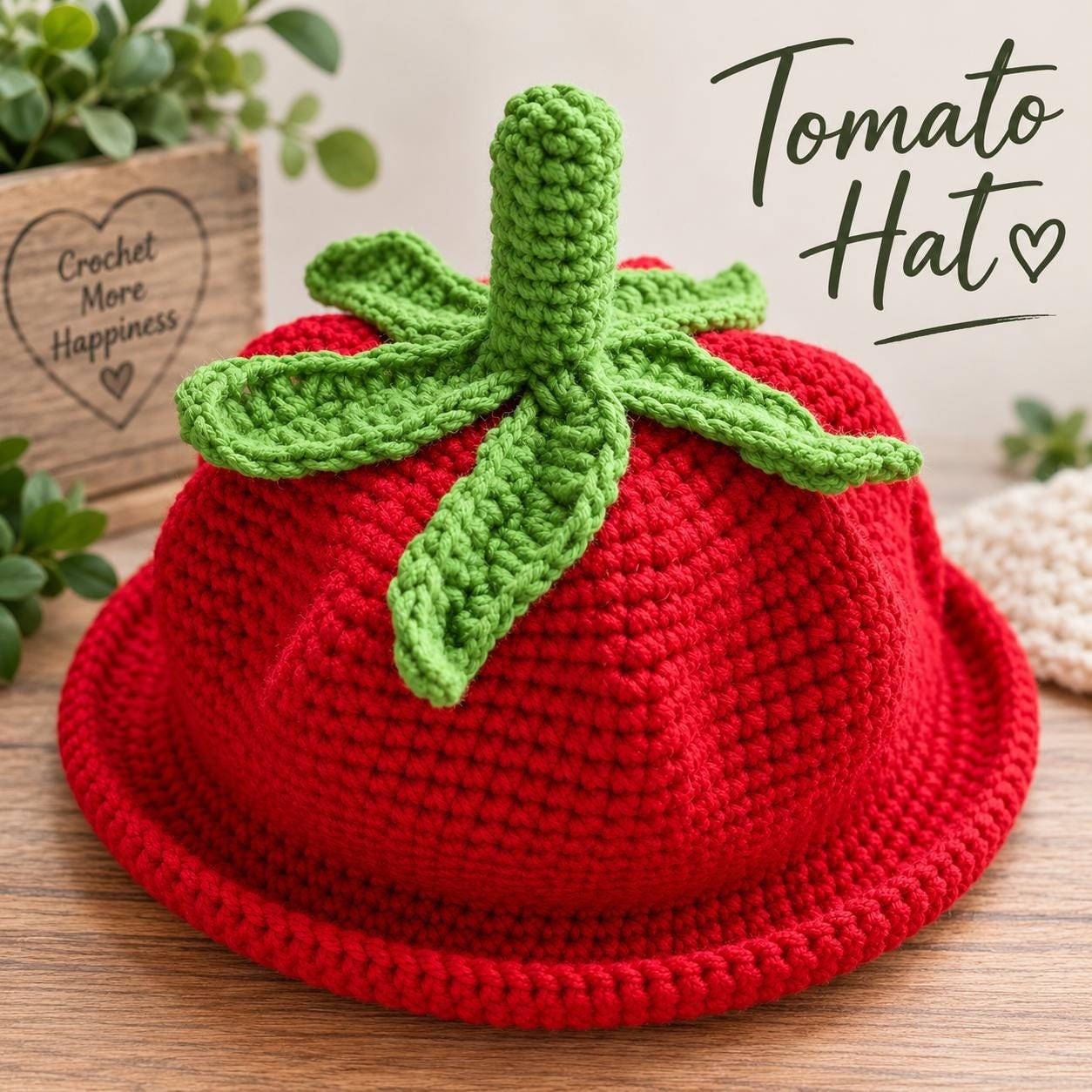 Crochet tomato hat by TrebleTwist
