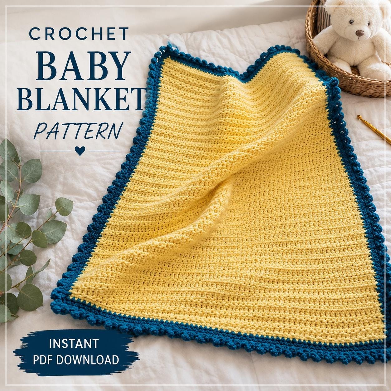 Chunky Crochet Blanket Pattern | Beginner Baby Blanket Pattern | Easy Crochet Throw | Instant PDF Download