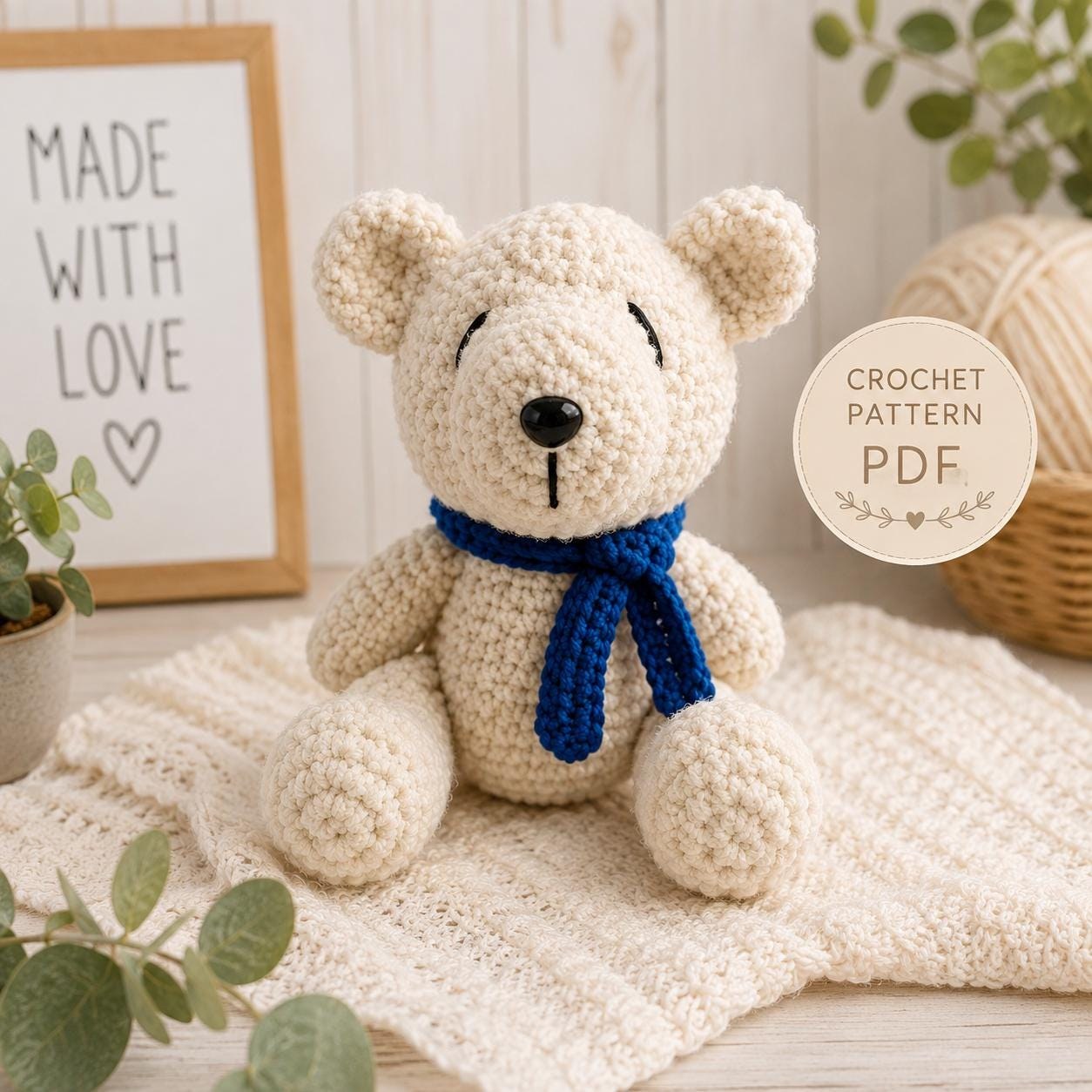 Crochet Teddy Bear Pattern PDF | Cute & Cuddly Plush Amigurumi Bear Toy | DIY Stuffed Animal Pattern | Instant Download