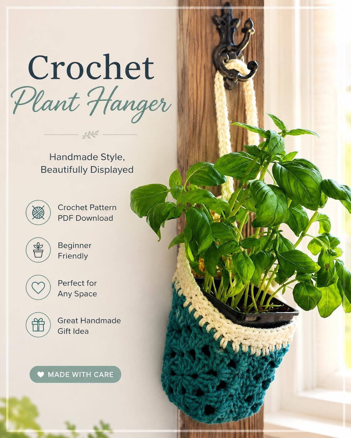 Crochet Hanging Plant Holder Pattern | Beginner-Friendly Plant Hanger | Easy PDF Crochet Pattern | Instant Download