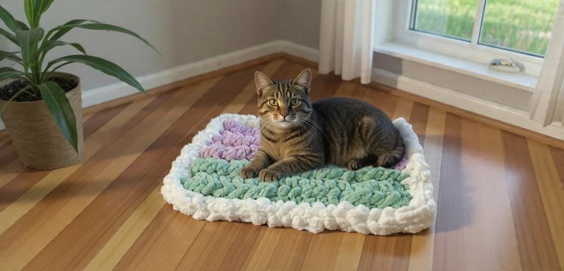 Crochet Fluffy Floor Mat Pattern (PDF) | Chunky Cloud Rug
