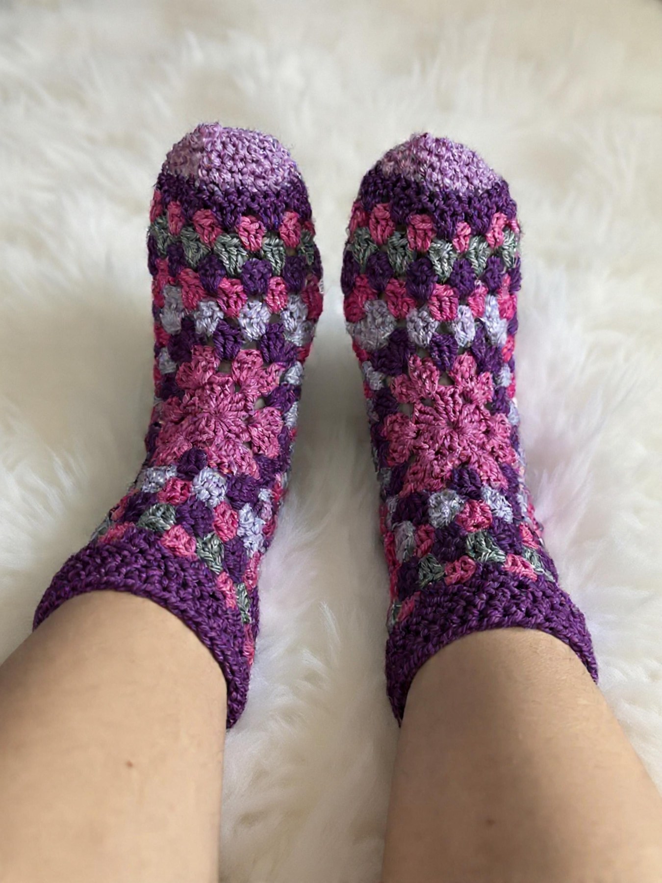 Crochet Granny Slippers Pattern, view 4